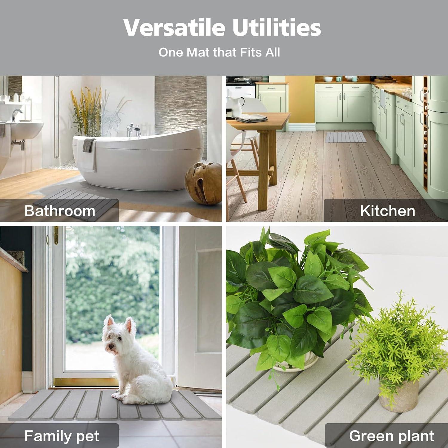 Alfombra de Baño de Piedra Diatomita KEYCHAD 59x39 cm Gris - 2 Piezas