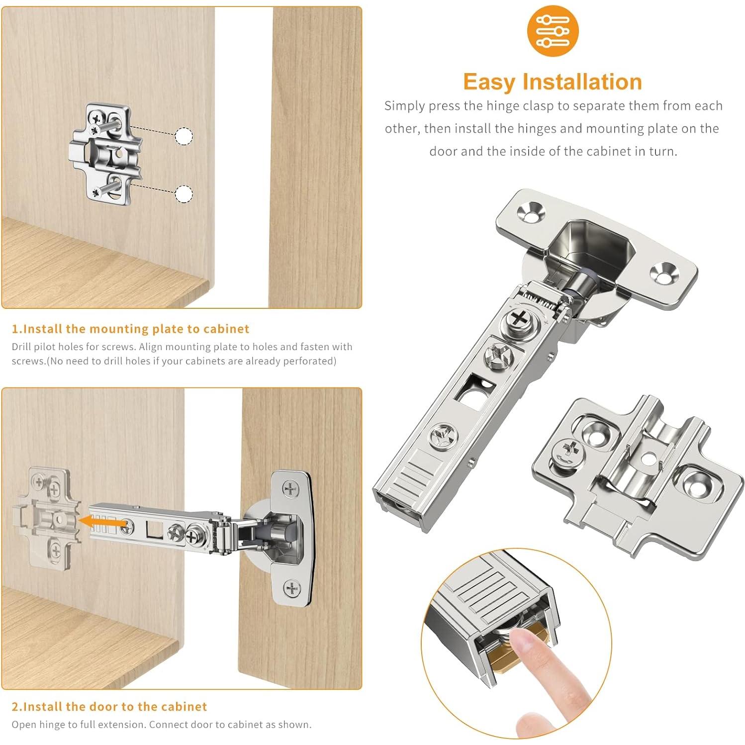 Paquete de 10 Bisagras Ocultas Chibery Cierre Suave 105°