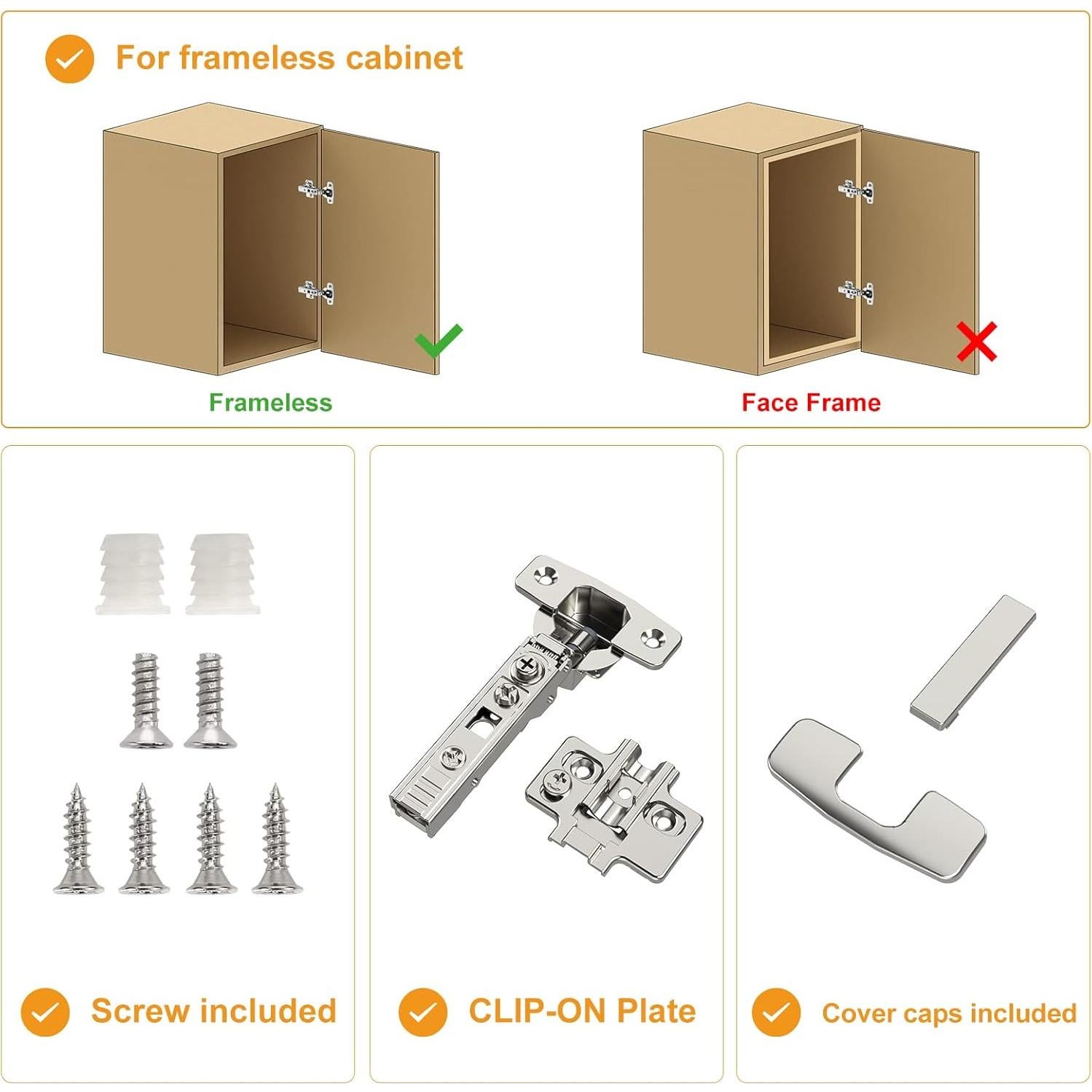 Paquete de 10 Bisagras Ocultas Chibery Cierre Suave 105°