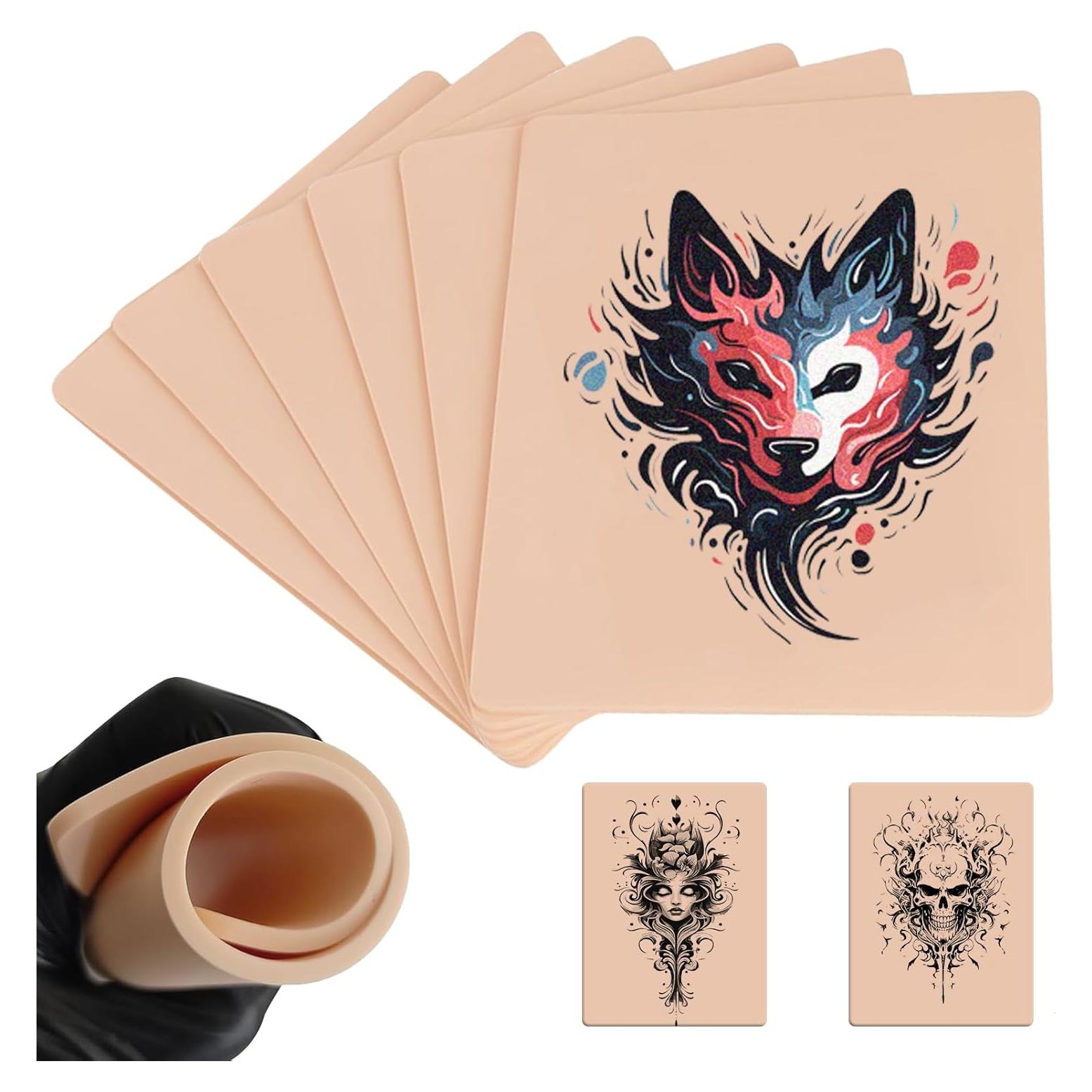 6 Pieles Falsas de Tatuaje 3mm LEEYUKA Doble Cara 18.8x14.2cm