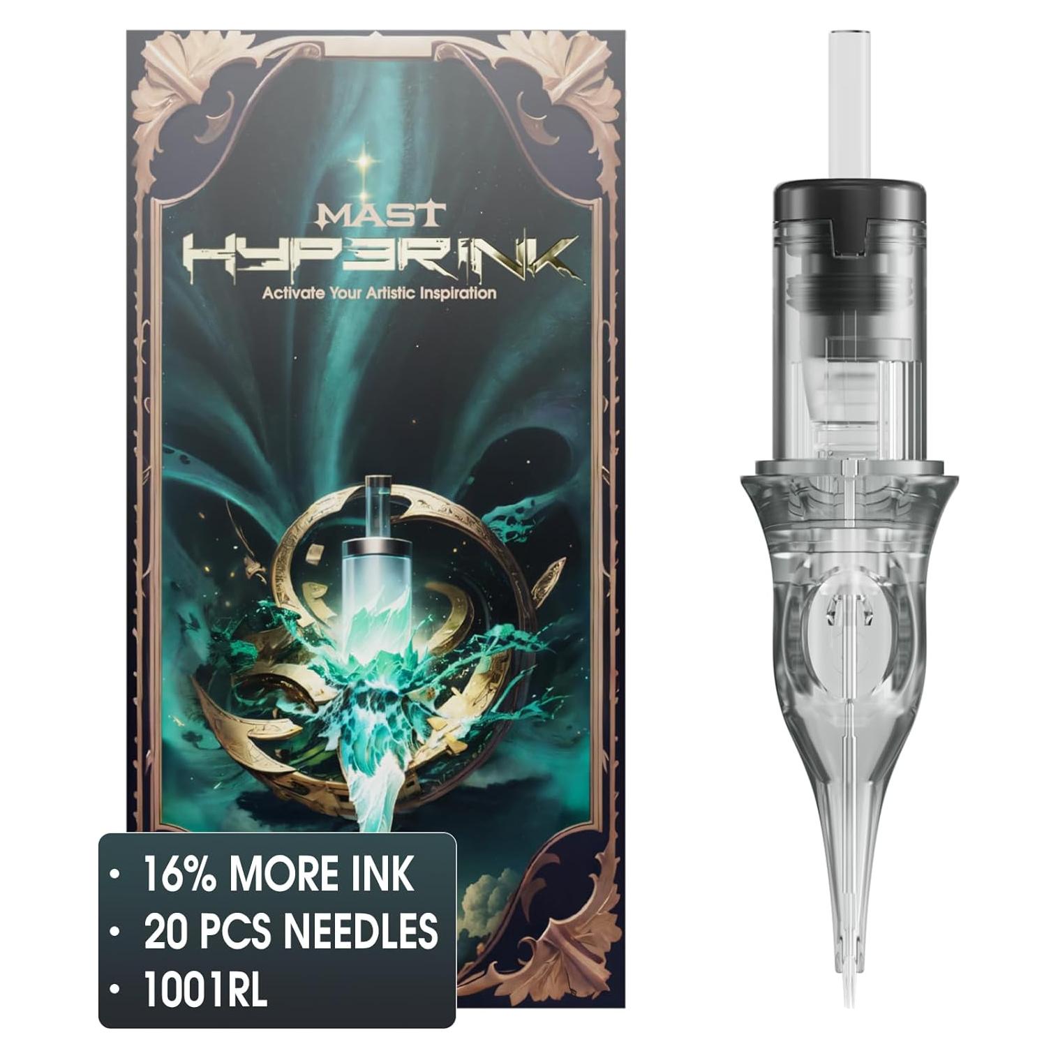 Cartuchos de Agujas de Tatuaje Mast Hyperink 1001RL 10% Más Tinta