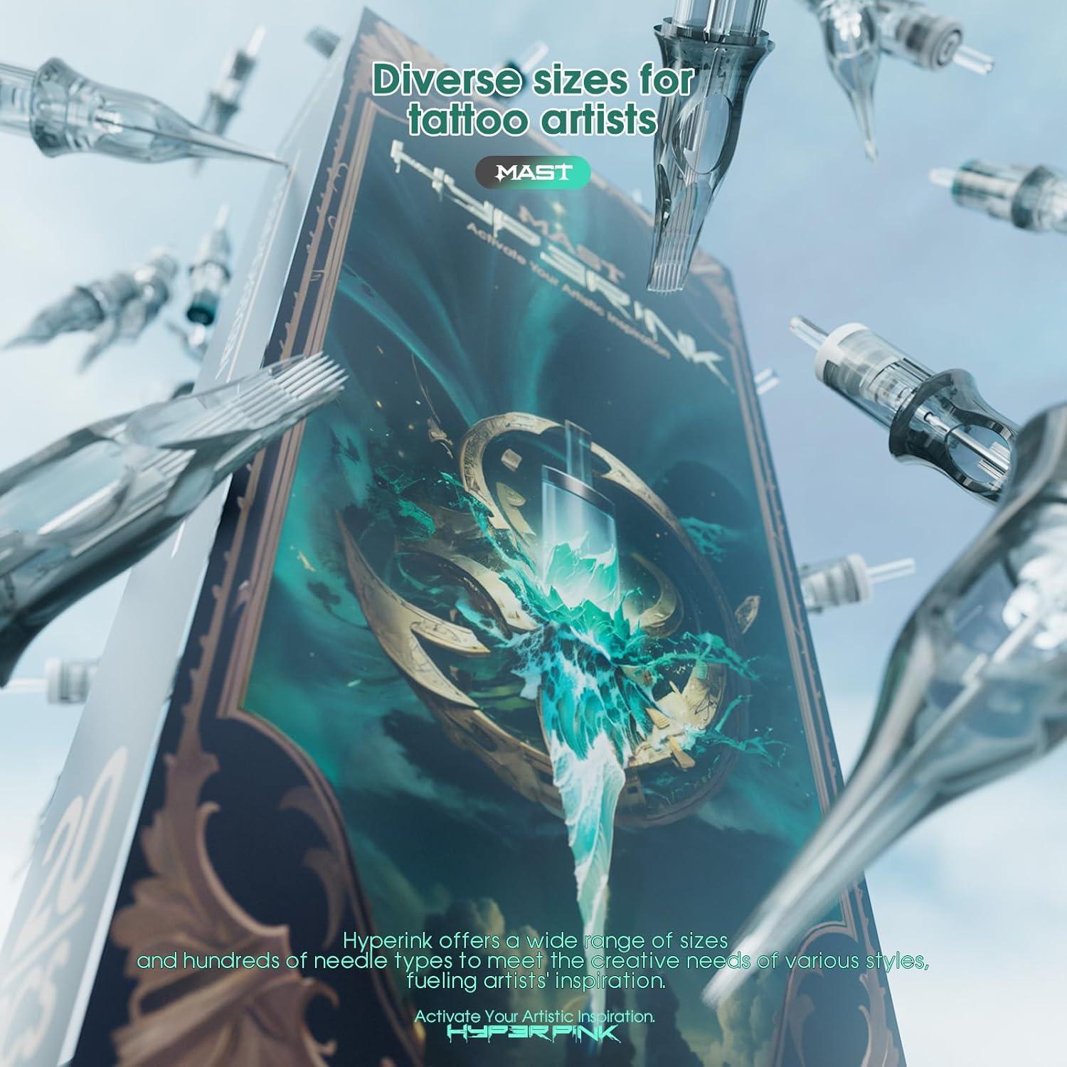 Cartuchos de Agujas de Tatuaje Mast Hyperink 1001RL 10% Más Tinta