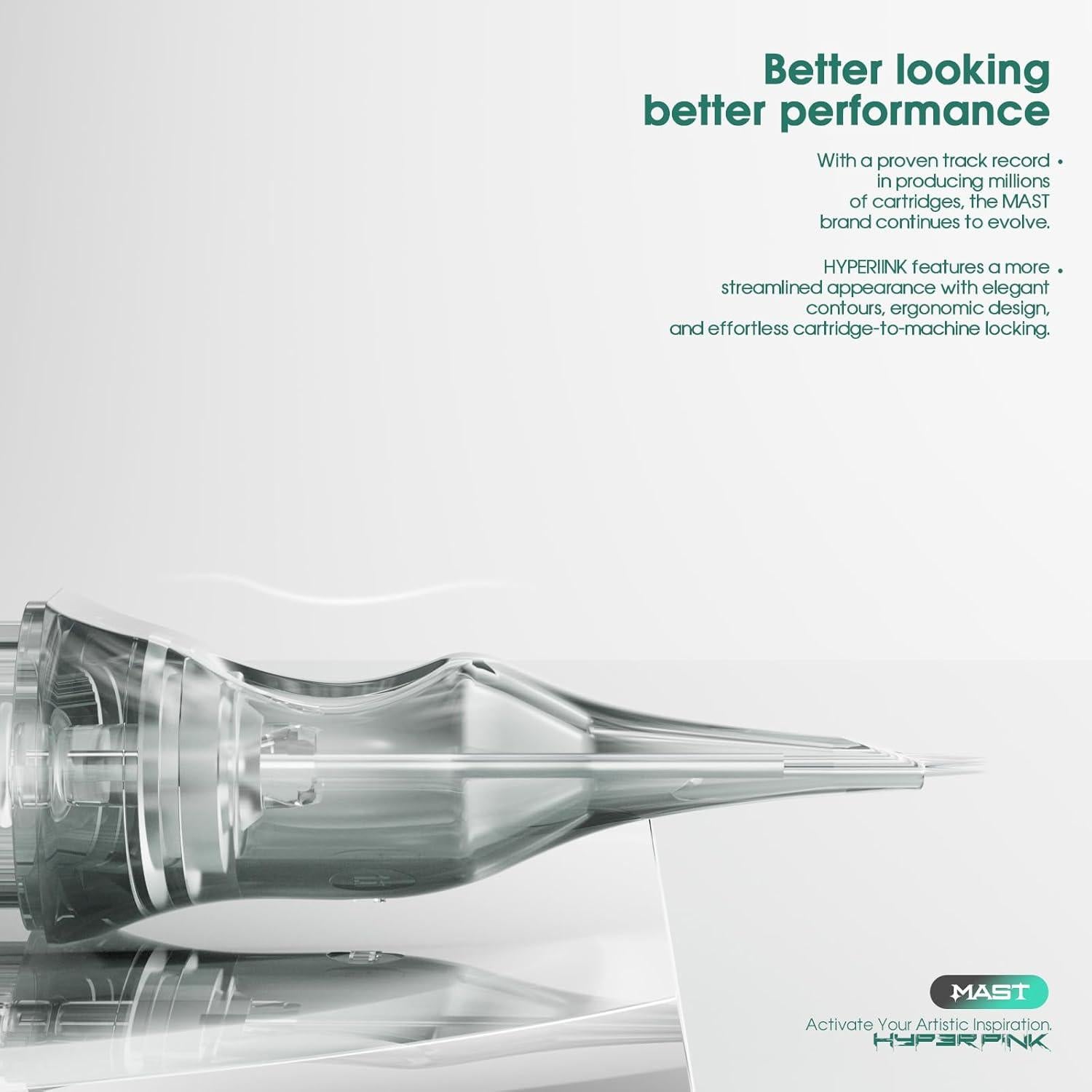 Cartuchos de Agujas de Tatuaje Mast Hyperink 1001RL 10% Más Tinta