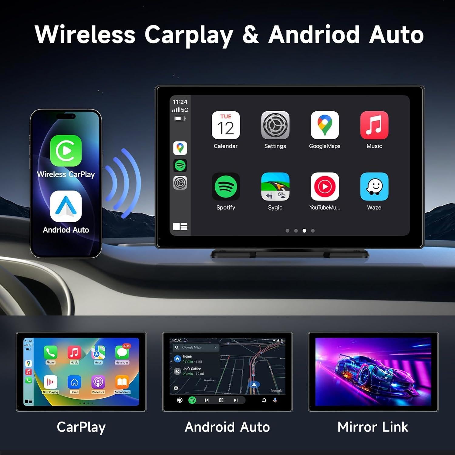 Pantalla Carplay Inalámbrica JIUYIN H809 4K con Cámara HD