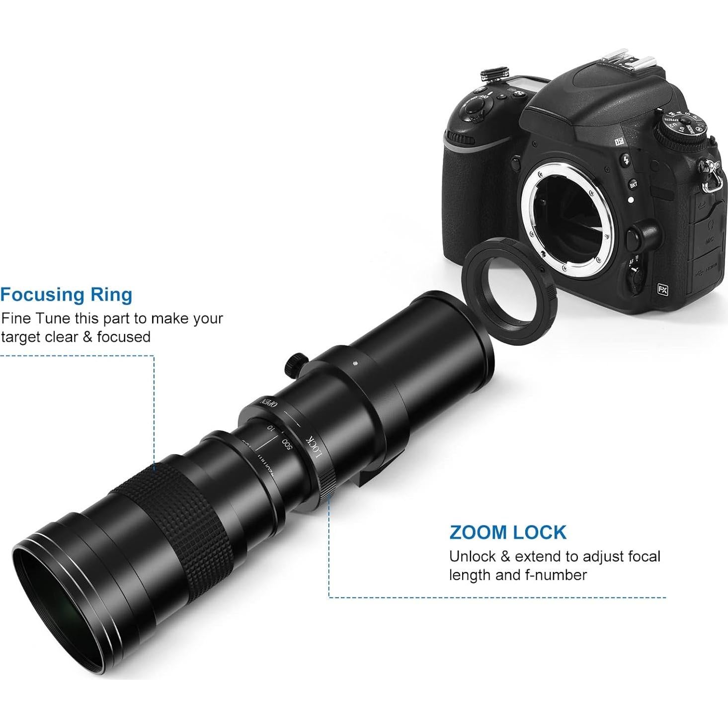 Lente Telefoto Zoom Lightdow 420-800mm F8.3 para Canon