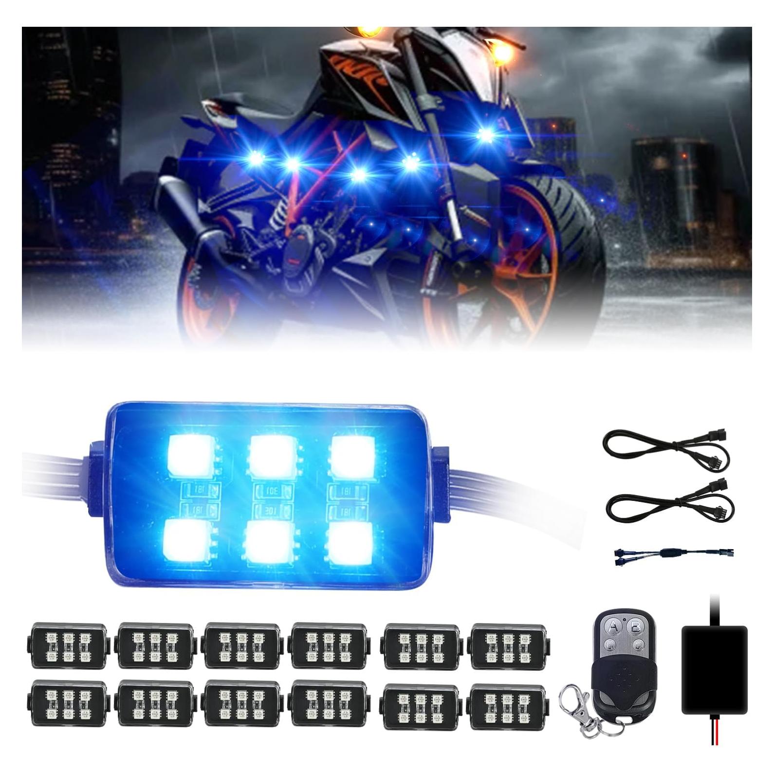 Kit de Luz LED Multicolor para Motocicleta SUNPIE 12 Pods