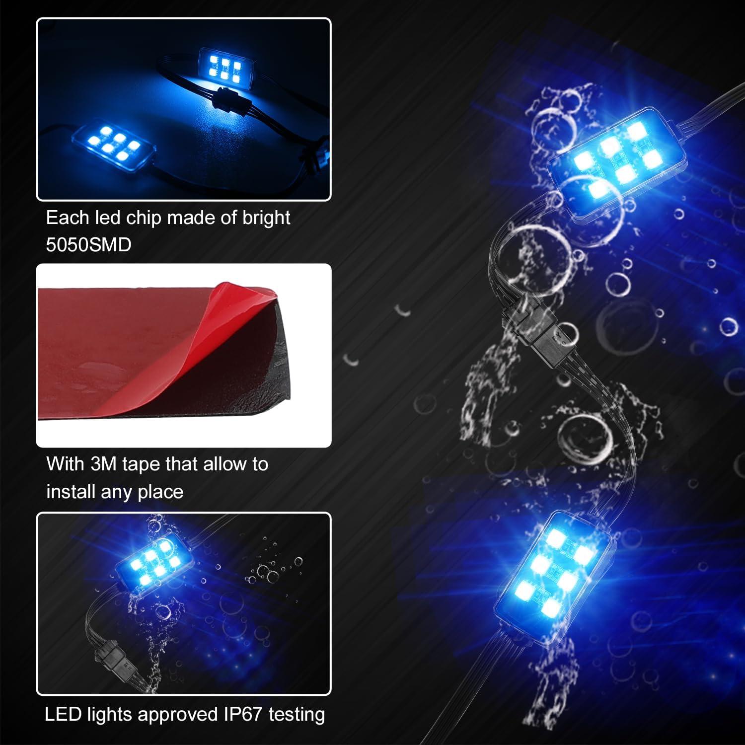 Kit de Luz LED Multicolor para Motocicleta SUNPIE 12 Pods
