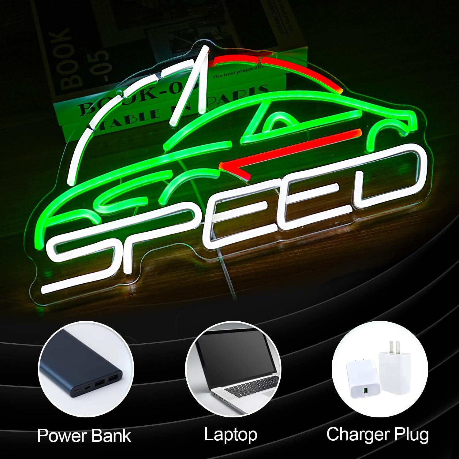 Luz de Neón LED Regulable BNEMCEZH 42x22 cm USB Coche Deportivo