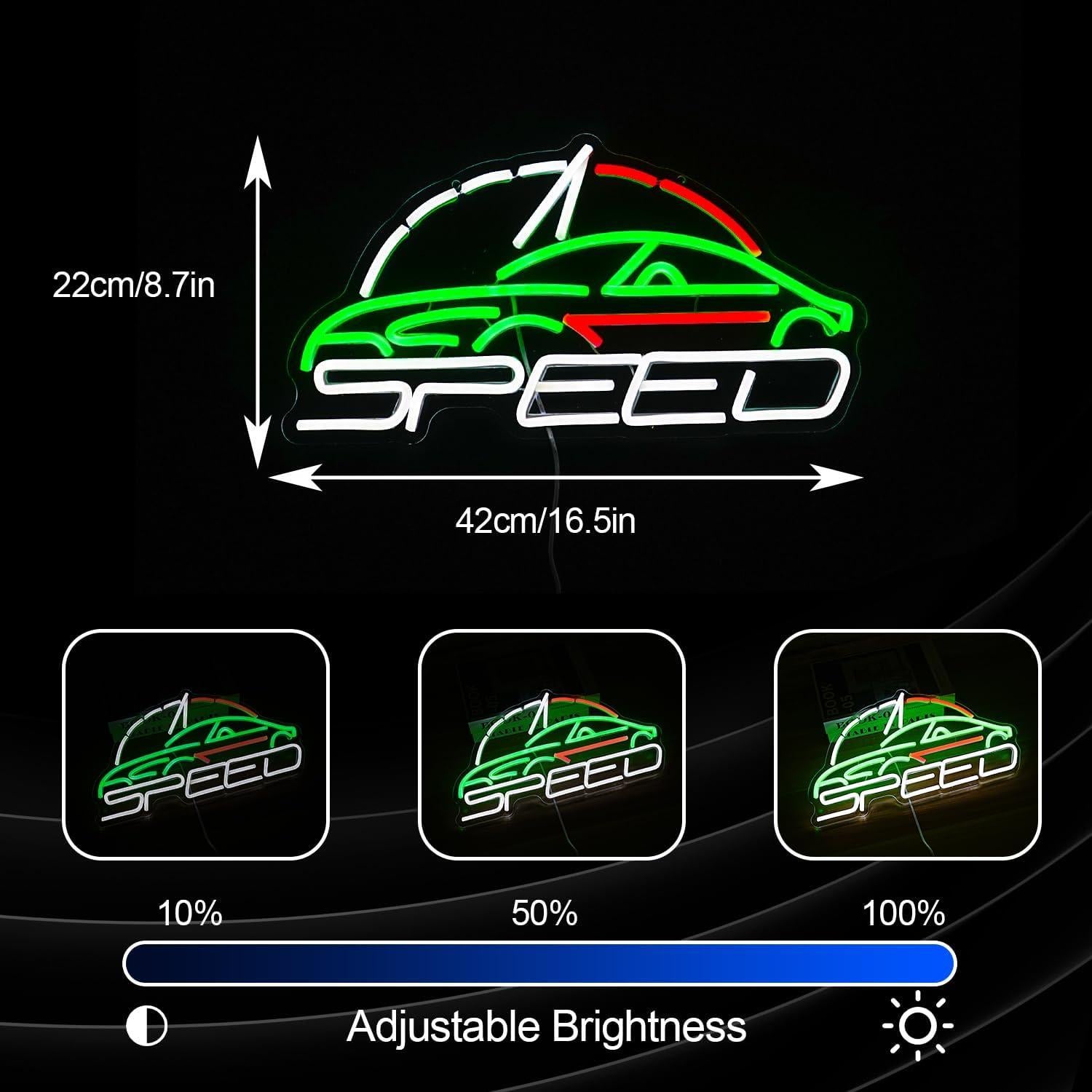 Luz de Neón LED Regulable BNEMCEZH 42x22 cm USB Coche Deportivo