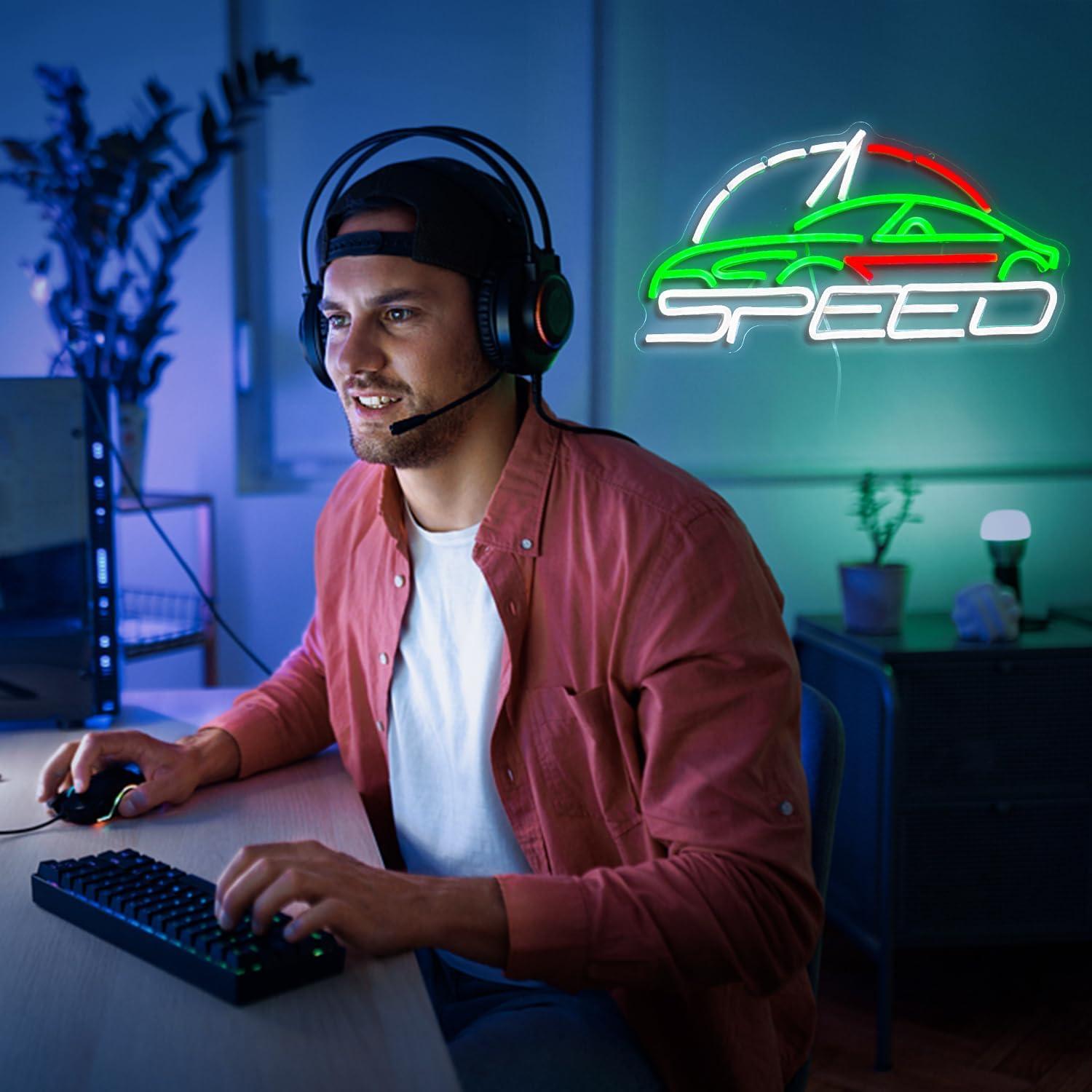 Luz de Neón LED Regulable BNEMCEZH 42x22 cm USB Coche Deportivo