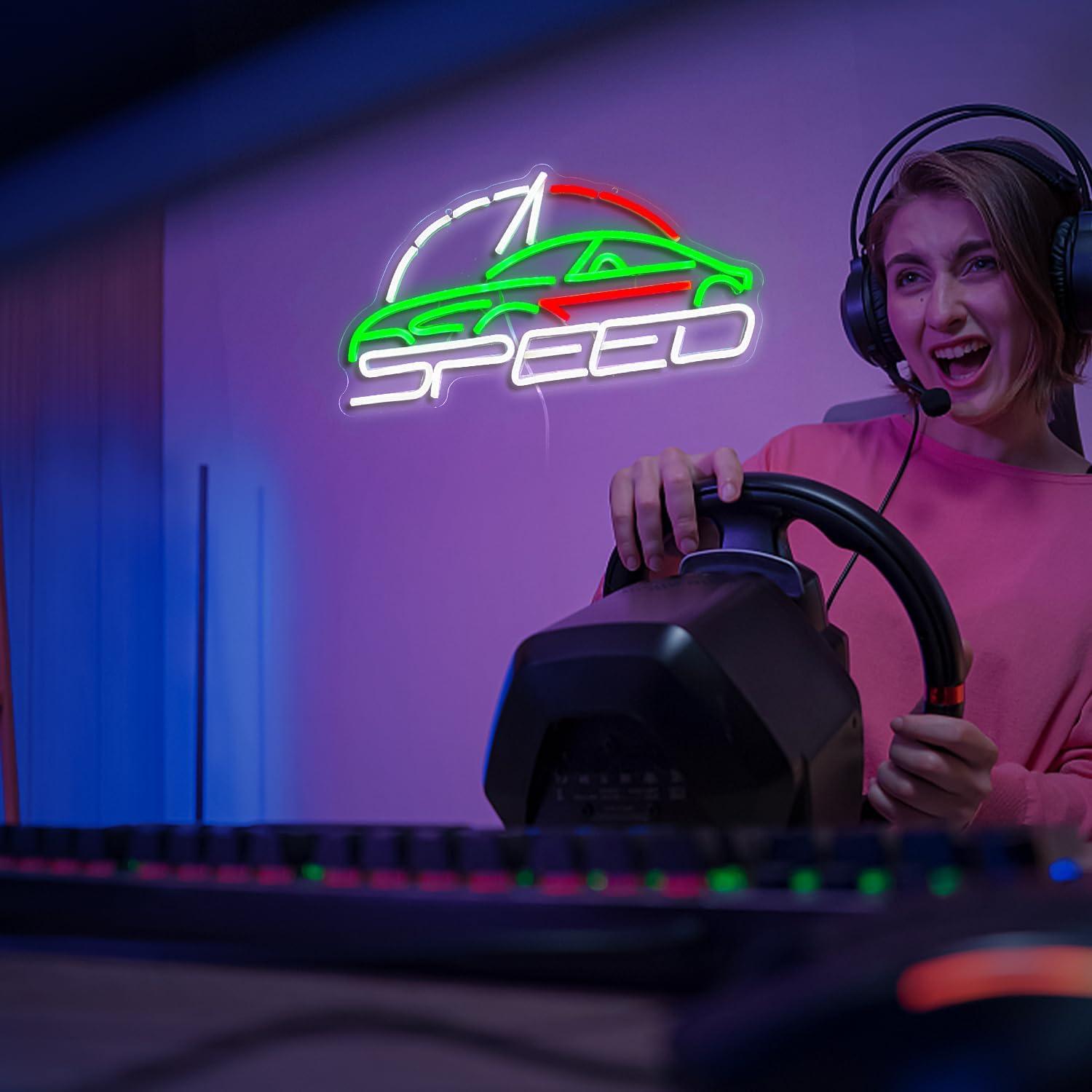 Luz de Neón LED Regulable BNEMCEZH 42x22 cm USB Coche Deportivo