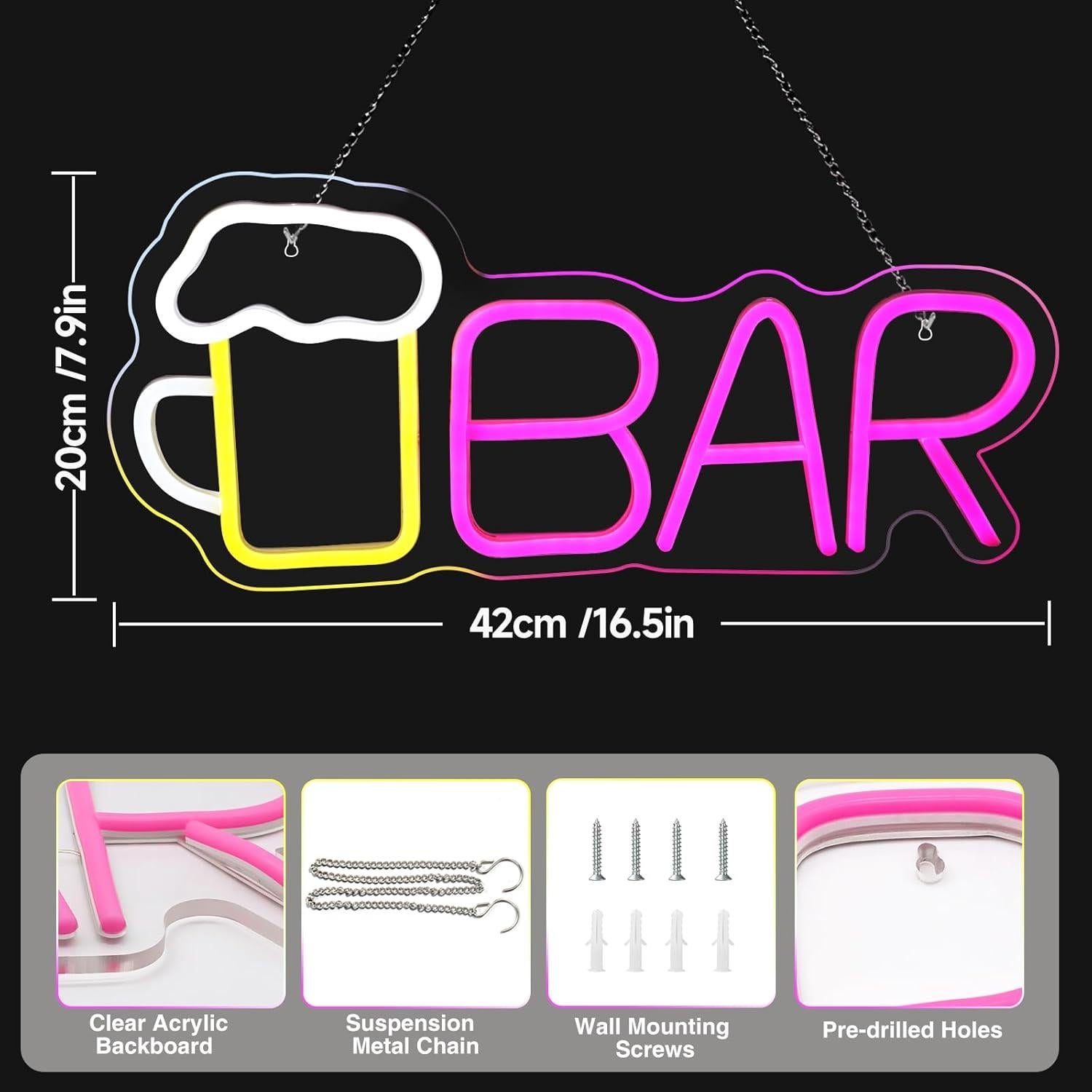 Letrero de Neón LED Dimmable Hudyogy Rosa 42x20 cm