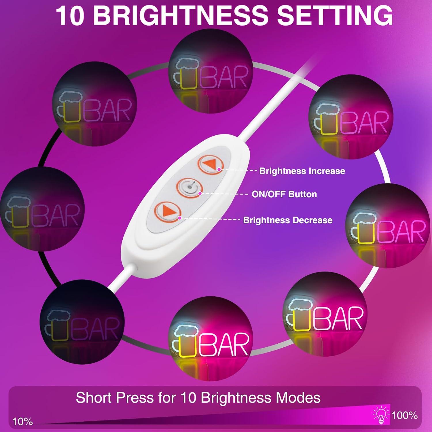 Letrero de Neón LED Dimmable Hudyogy Rosa 42x20 cm