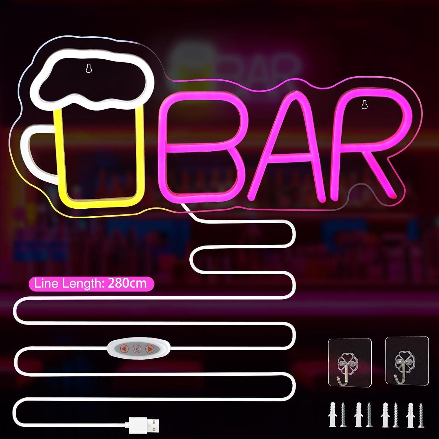 Letrero de Neón LED Dimmable Hudyogy Rosa 42x20 cm