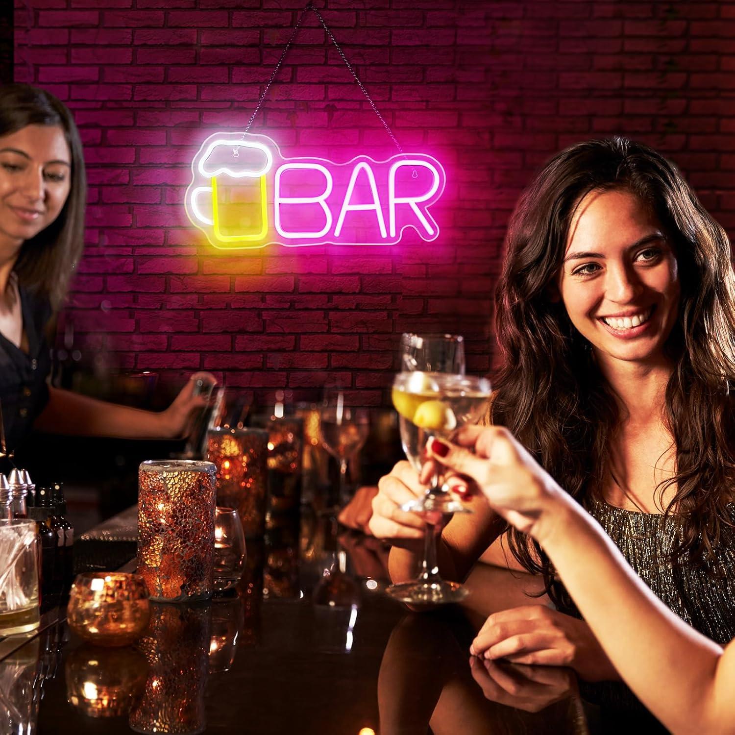 Letrero de Neón LED Dimmable Hudyogy Rosa 42x20 cm