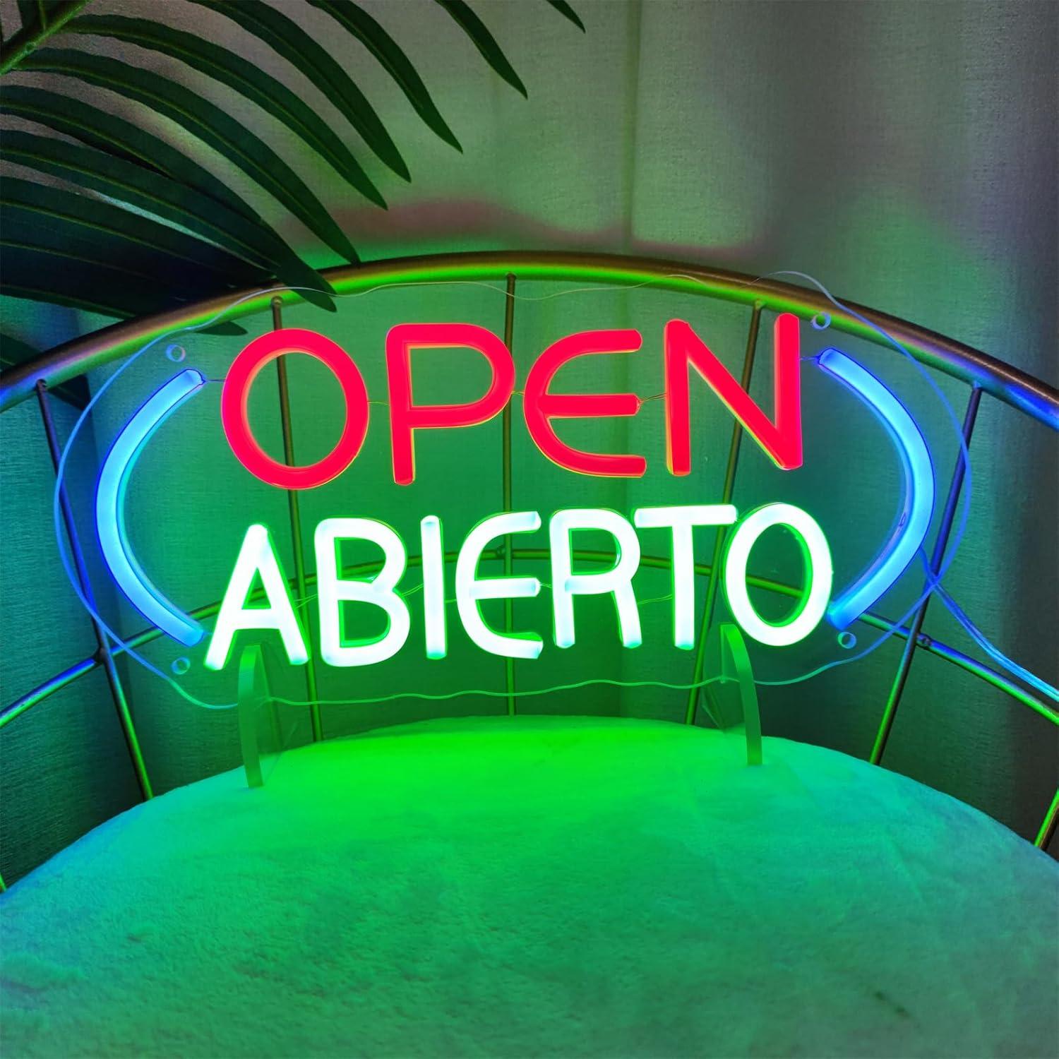 Letrero de Neón Abierto SIGNVIA 35x16cm para Decoración