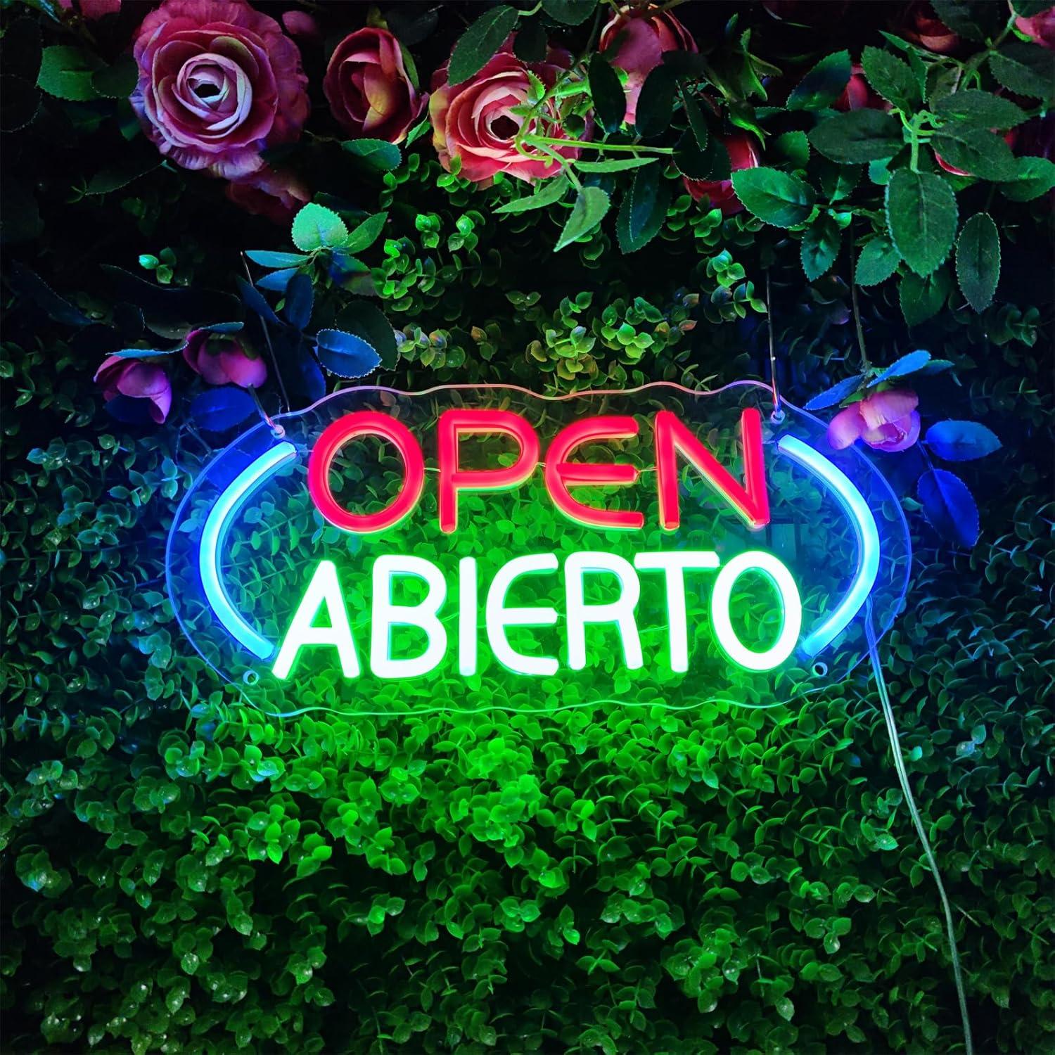 Letrero de Neón Abierto SIGNVIA 35x16cm para Decoración