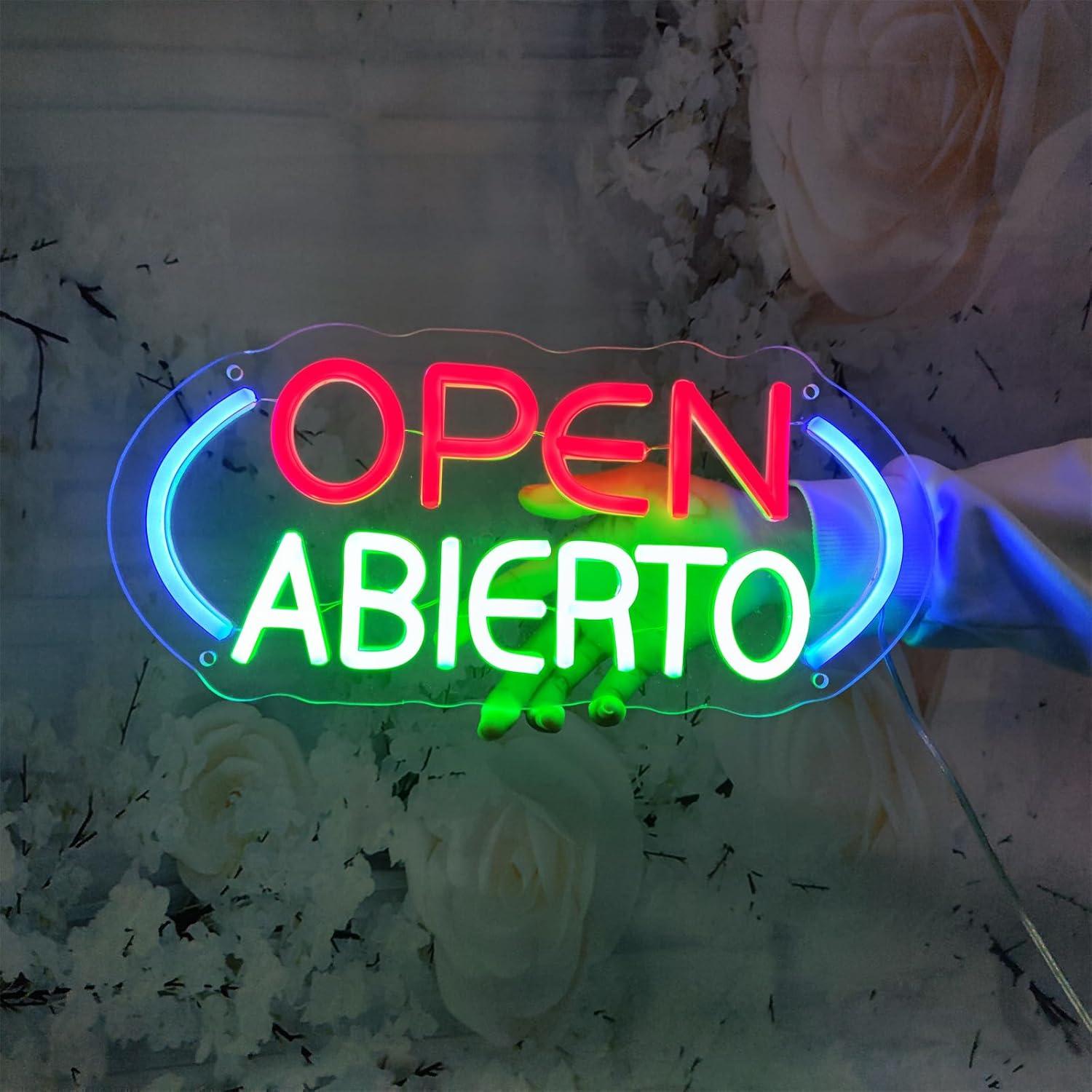 Letrero de Neón Abierto SIGNVIA 35x16cm para Decoración