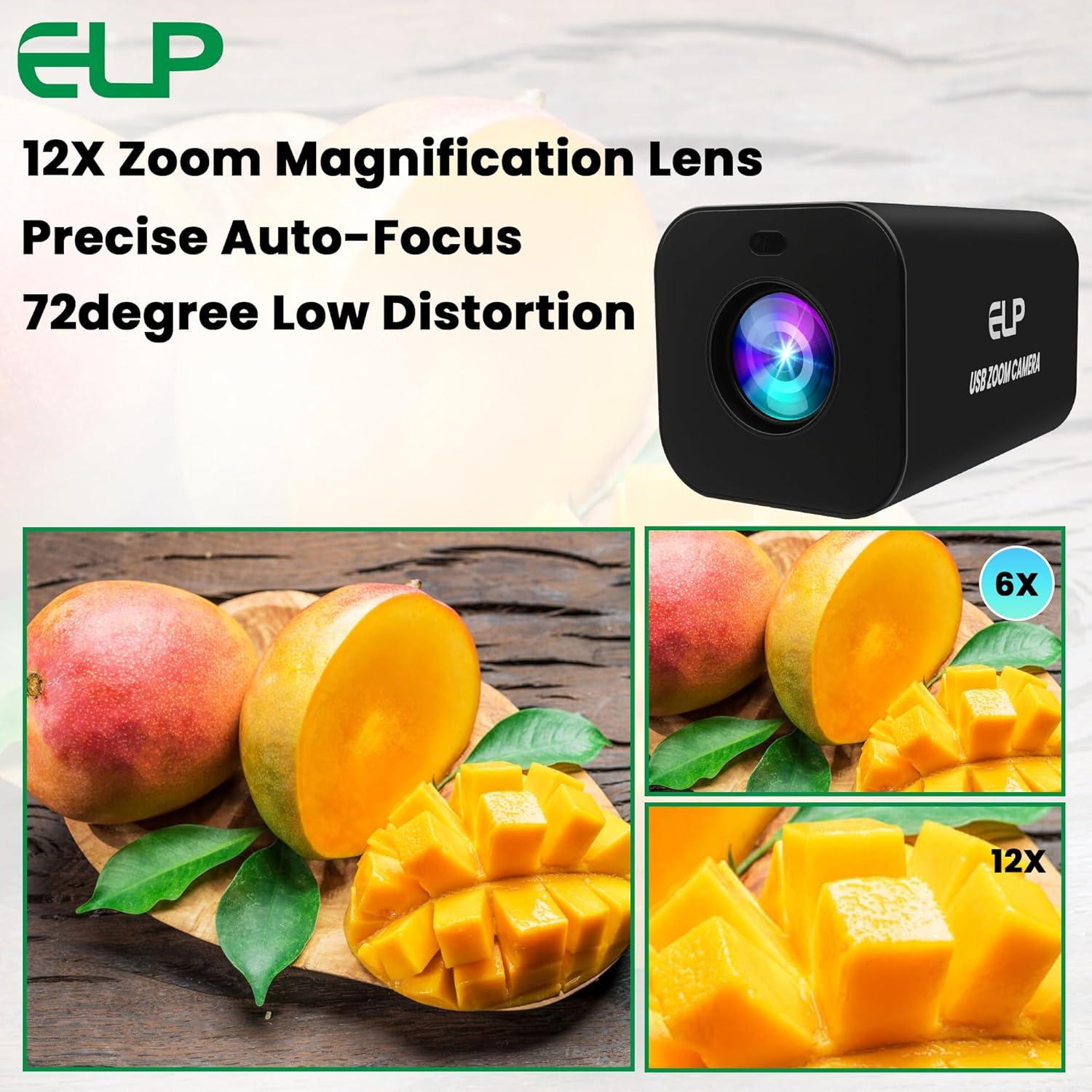 Cámara USB ELP 12X Zoom 4K 30fps HDMI Control Remoto