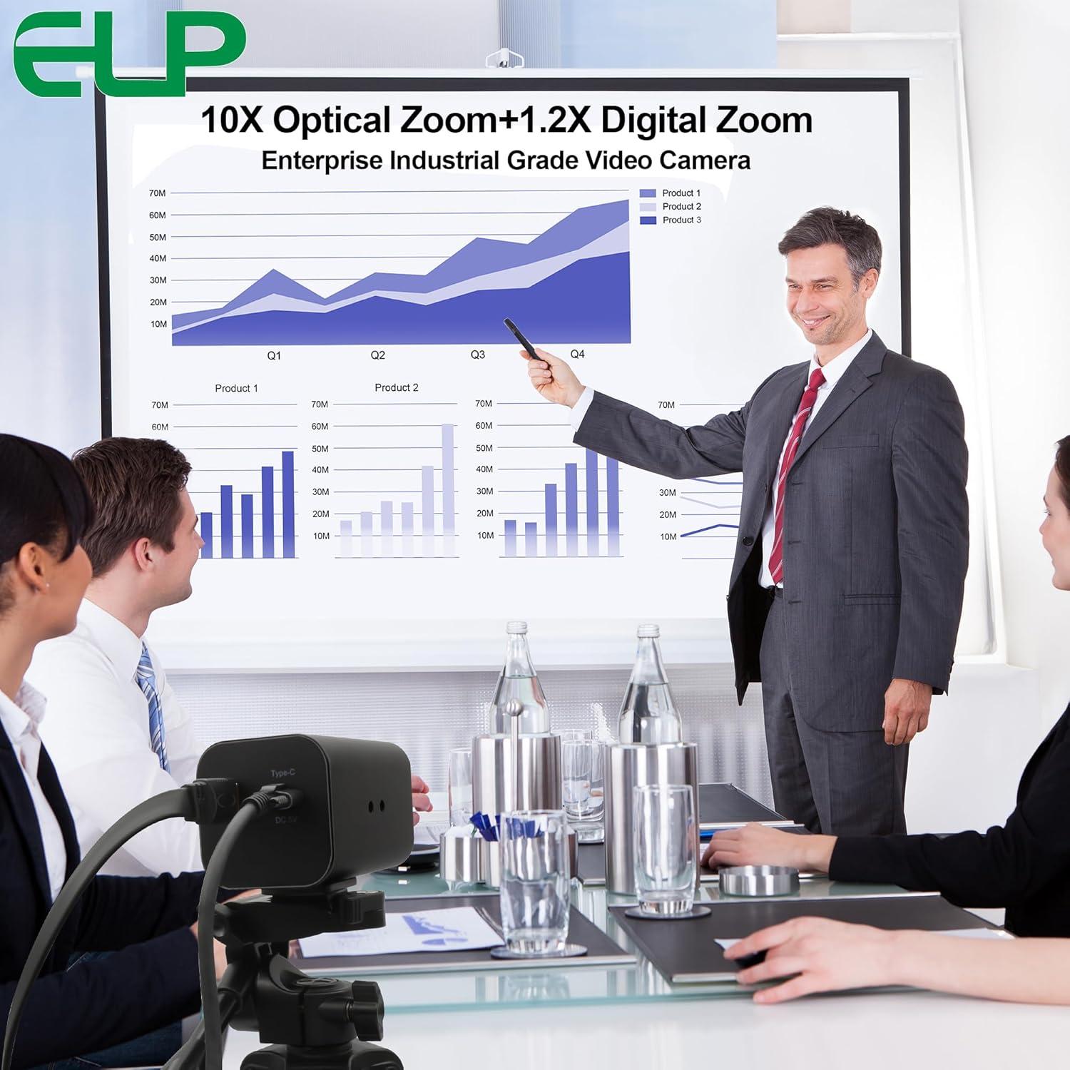 Cámara USB ELP 12X Zoom 4K 30fps HDMI Control Remoto