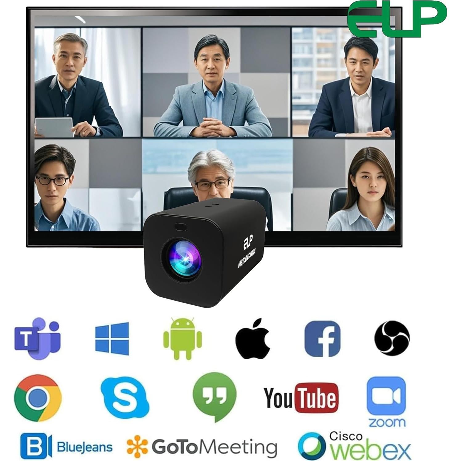 Cámara USB ELP 12X Zoom 4K 30fps HDMI Control Remoto