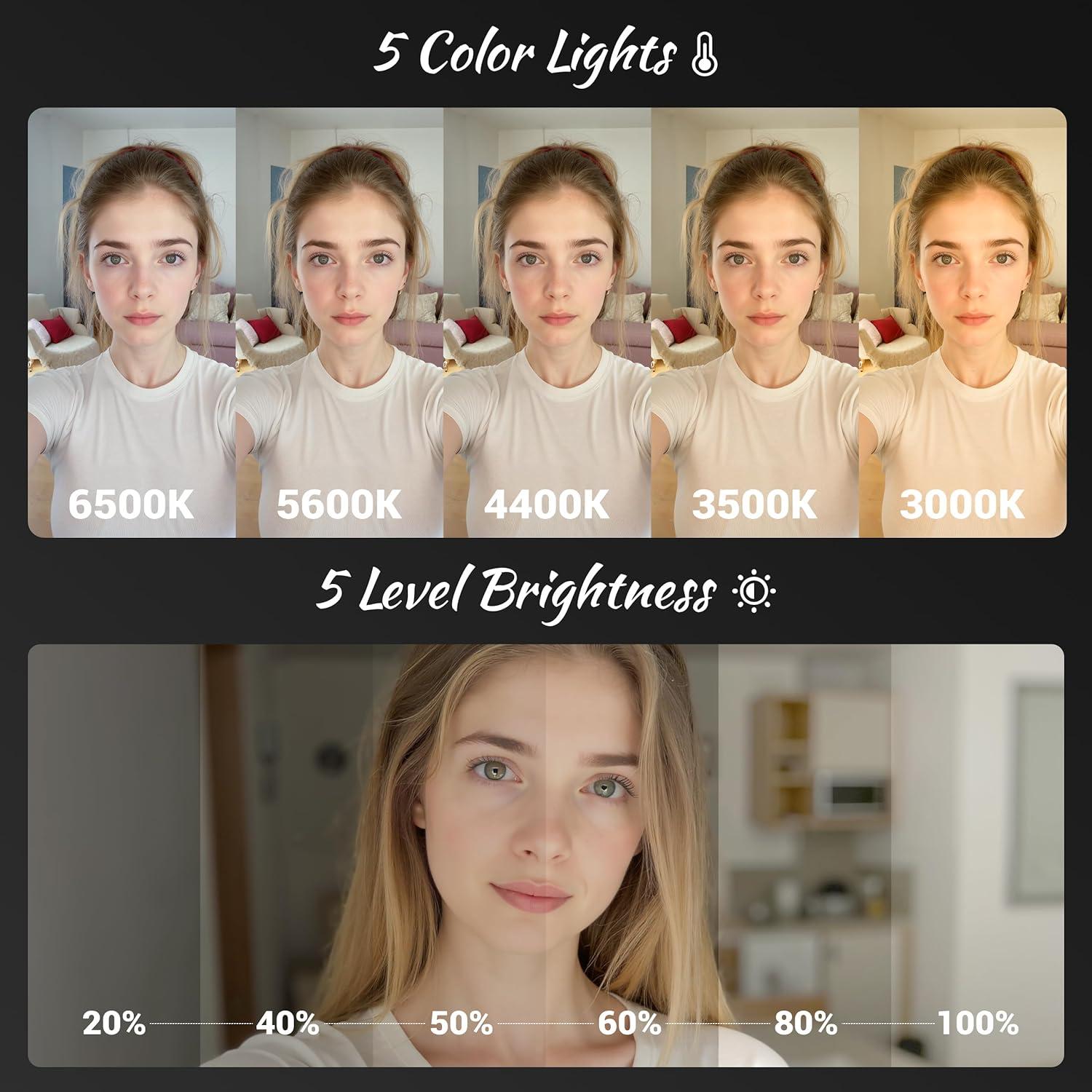 Luz de Selfie Magnética Recargable 5 Modos LED - Negro