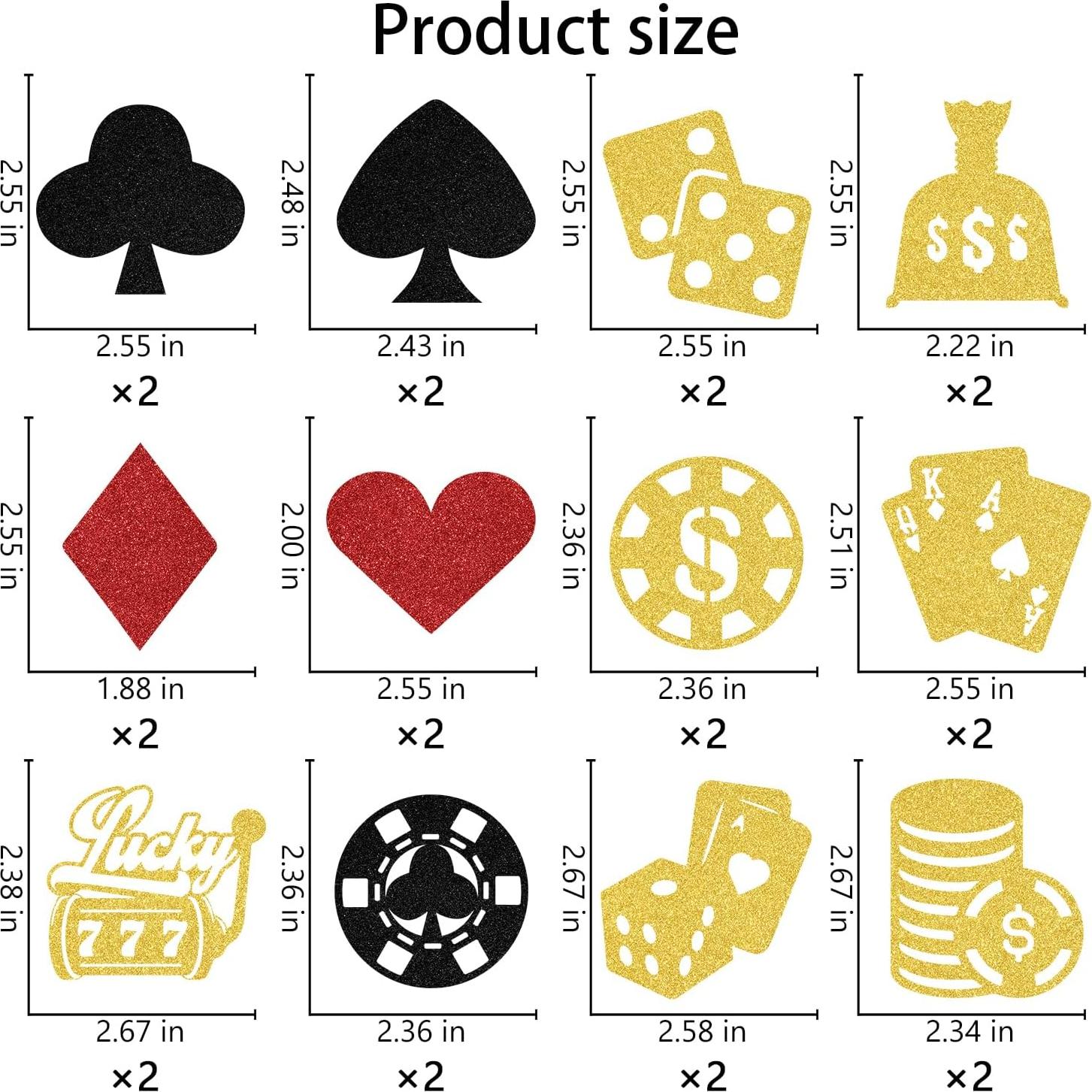 24 Pcs Adorno de Pastel Fiesta Casino LANKBACK Brillante