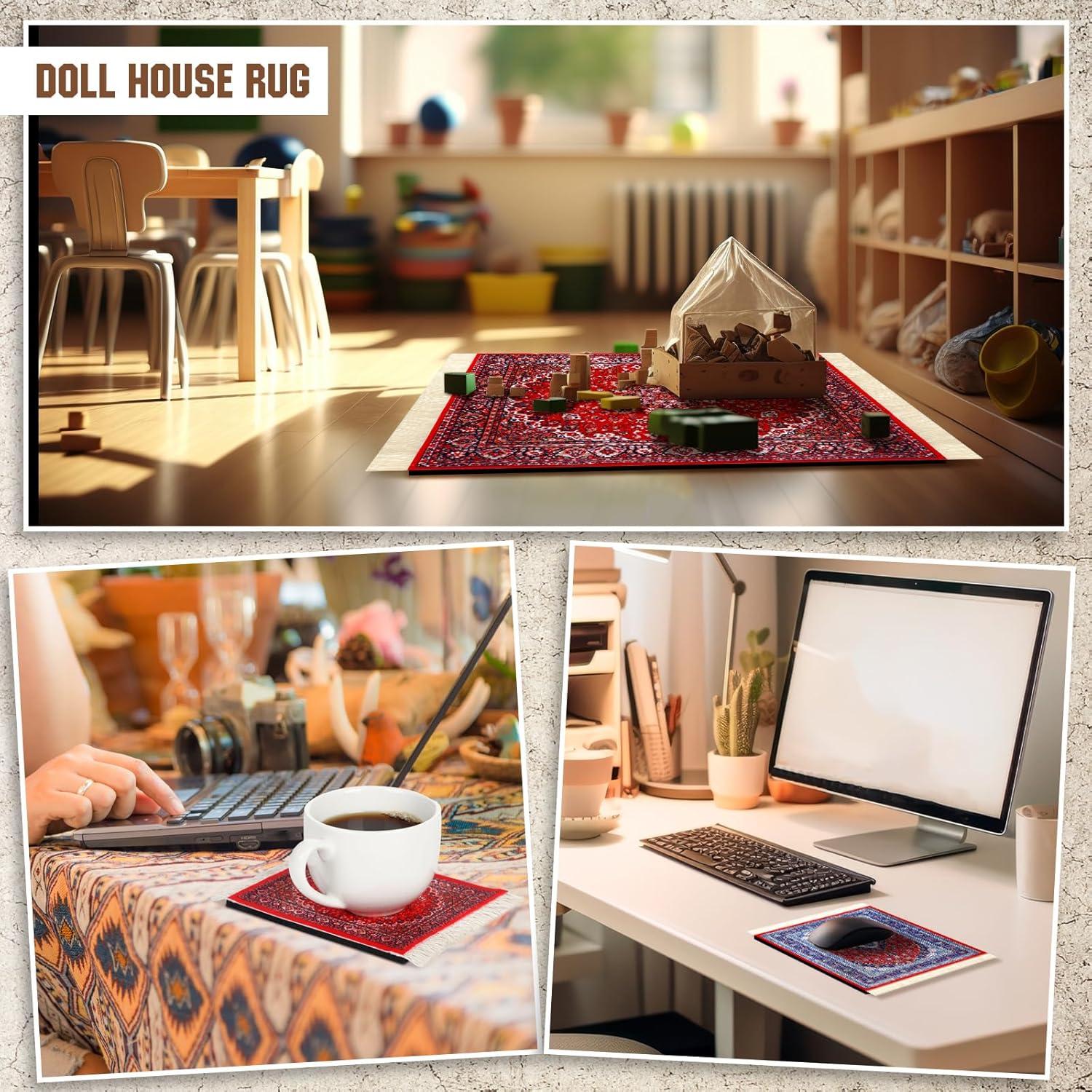 Hushee Set 4 Piezas Alfombrillas y Posavasos Estilo Oriental