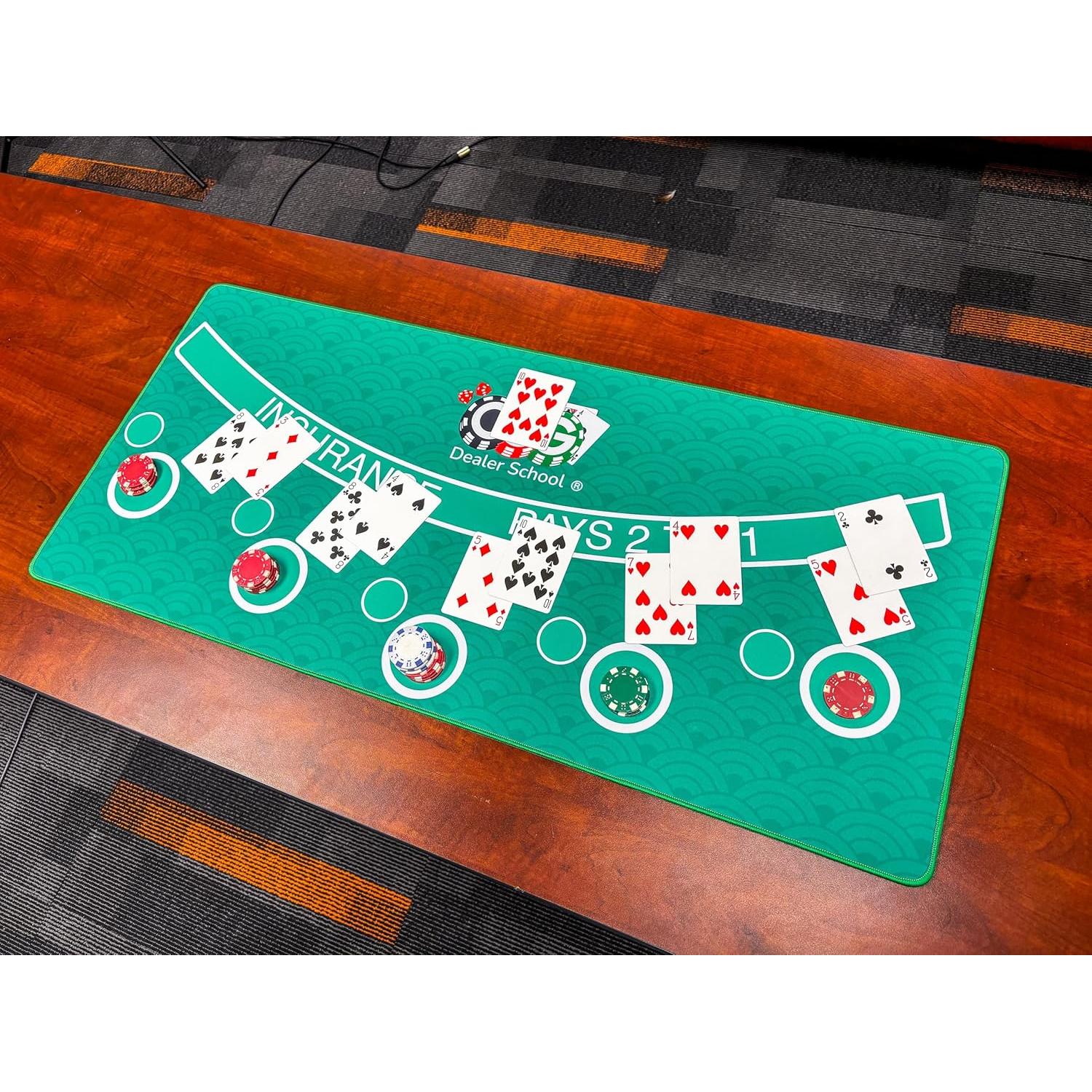 Mini Tapete de Blackjack Casino Quest 89x40 cm Verde