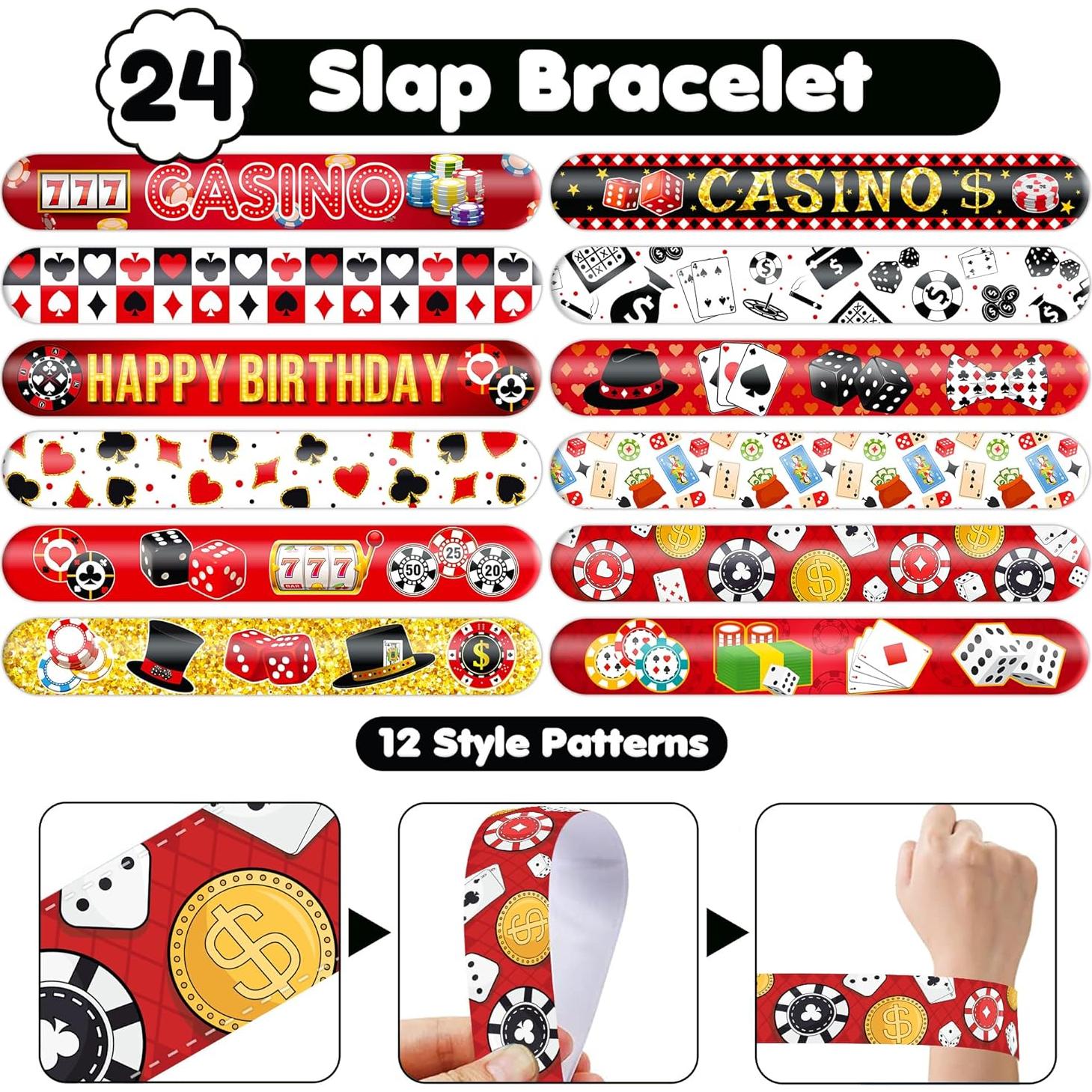 Juego de Fiesta Casino 48PCS - Tatuajes y Pulseras Temáticas