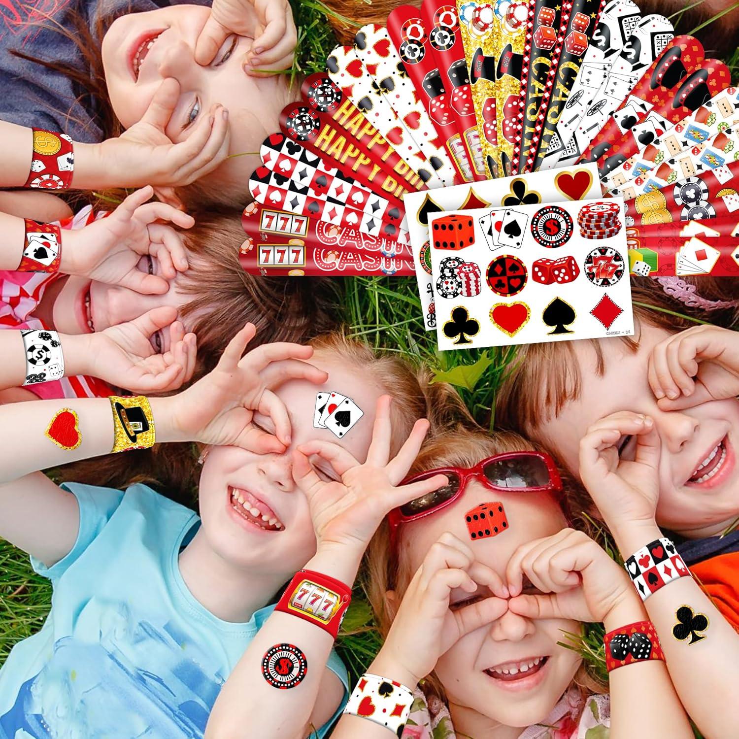 Juego de Fiesta Casino 48PCS - Tatuajes y Pulseras Temáticas