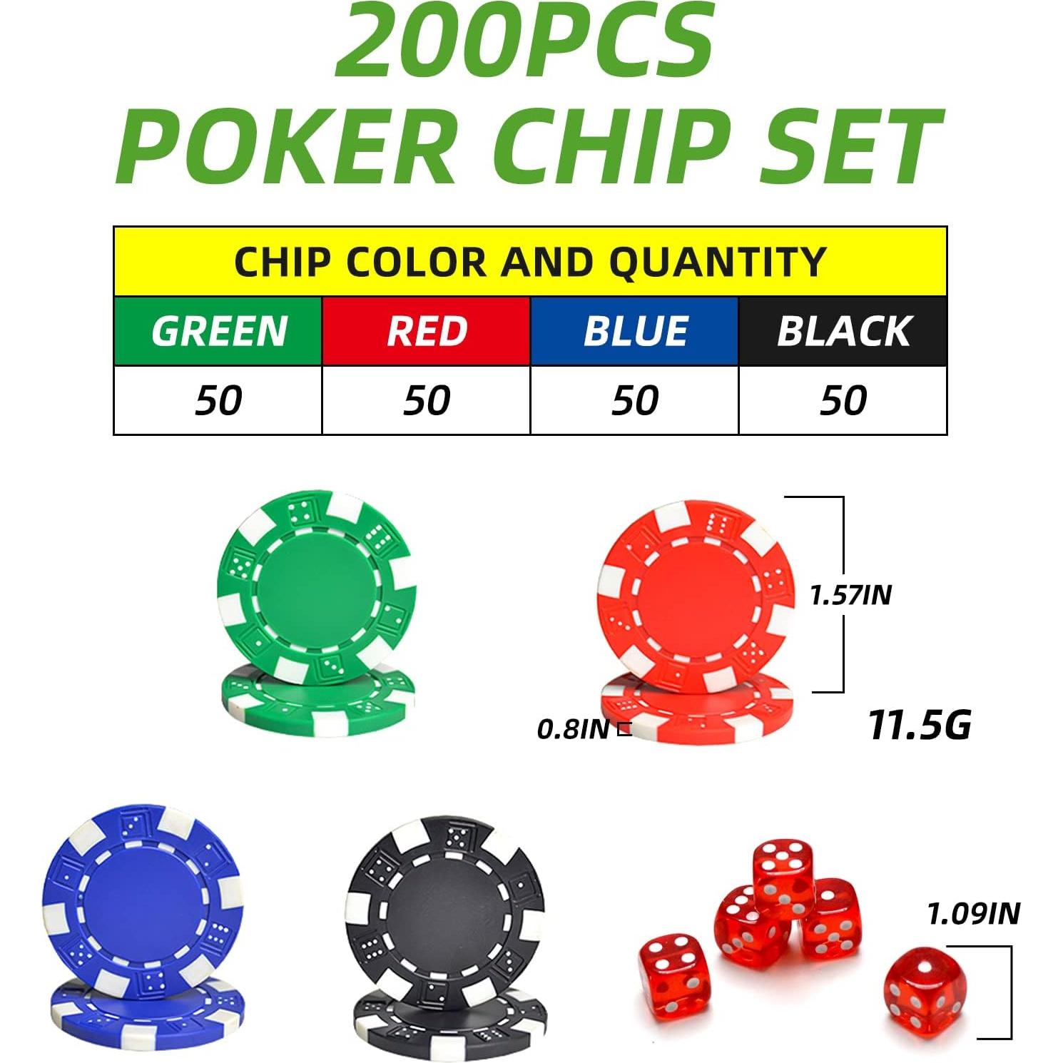 NOLIE Juego de Fichas de Póker 200 PCS con Estuche de Aluminio