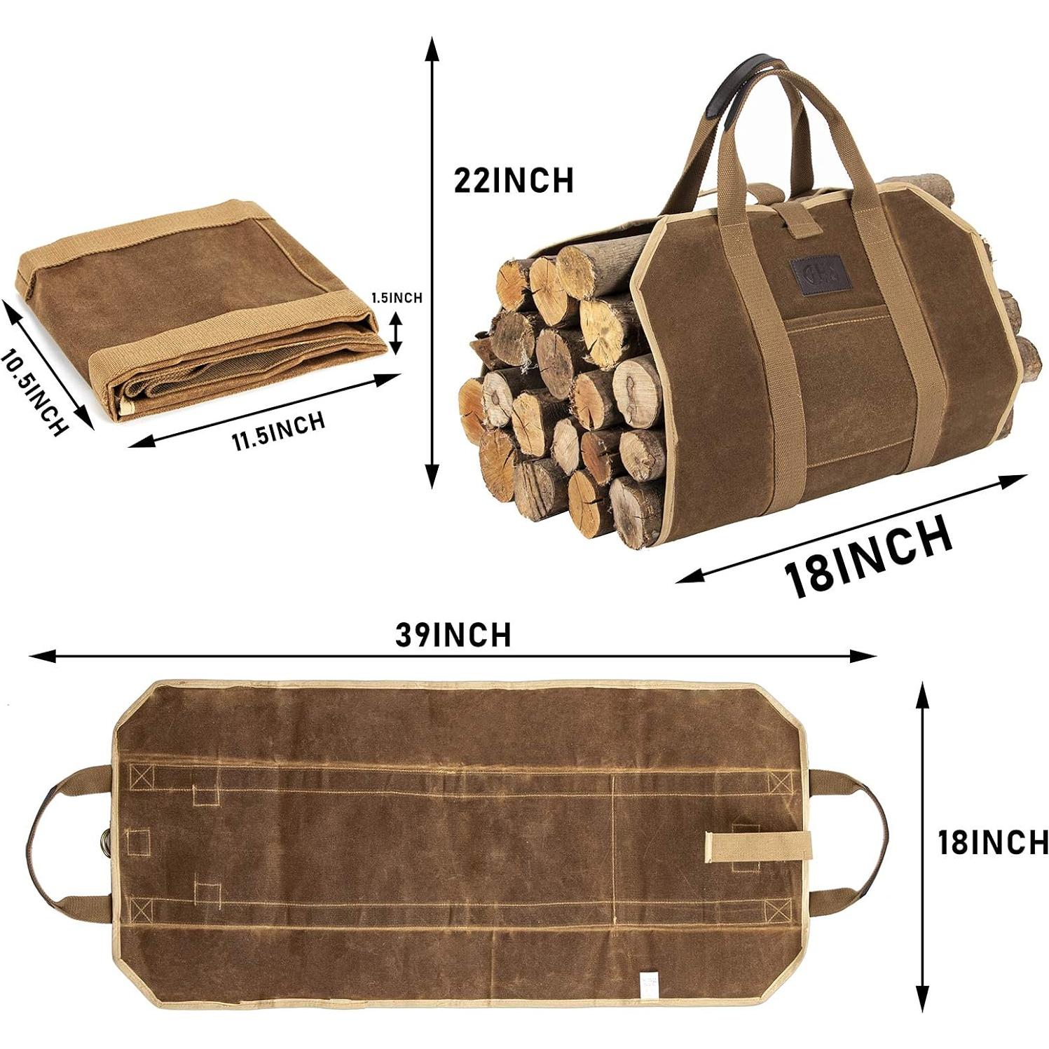 Transportador de Leña BHD de Lona Encerada 99x46 cm Marrón