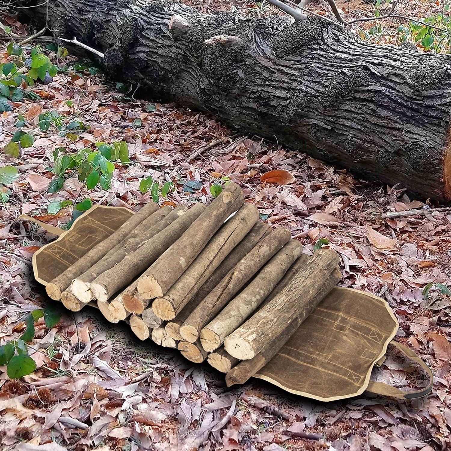 Transportador de Leña BHD de Lona Encerada 99x46 cm Marrón