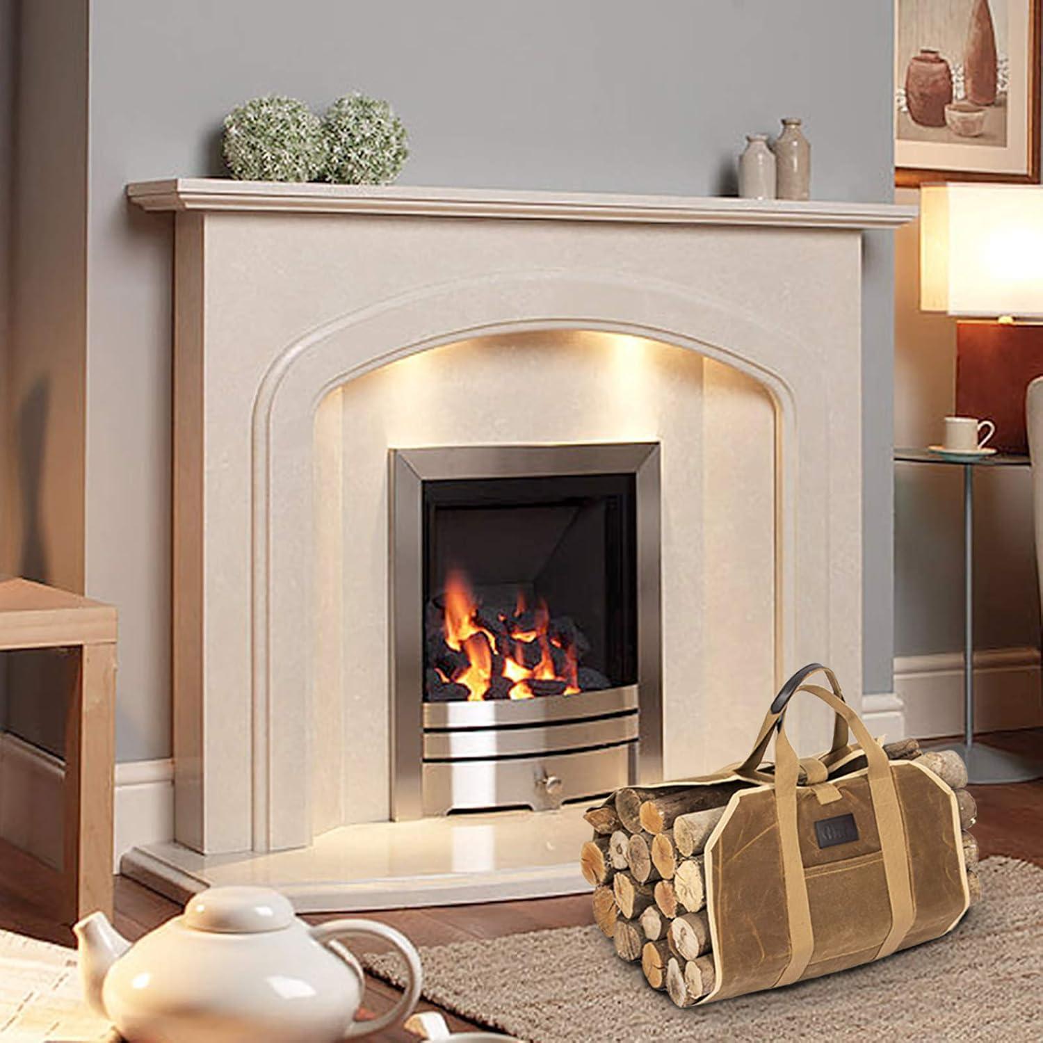 Transportador de Leña BHD de Lona Encerada 99x46 cm Marrón