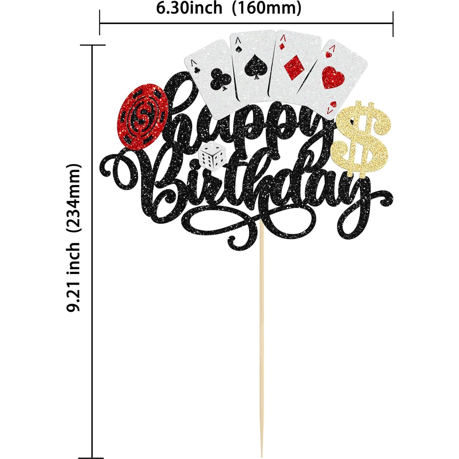 Ephlyn Decoración de Pastel Casino 16x20cm Fichas de Póker