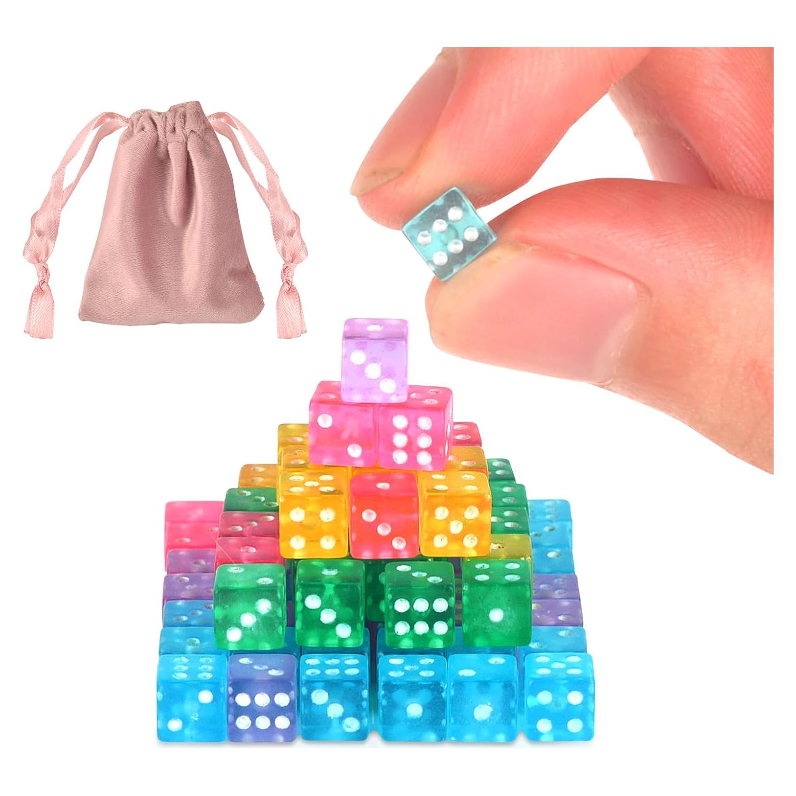 Paquete de 100 Dados Mini 5mm DLUGOPIS con Bolsa Terciopelo