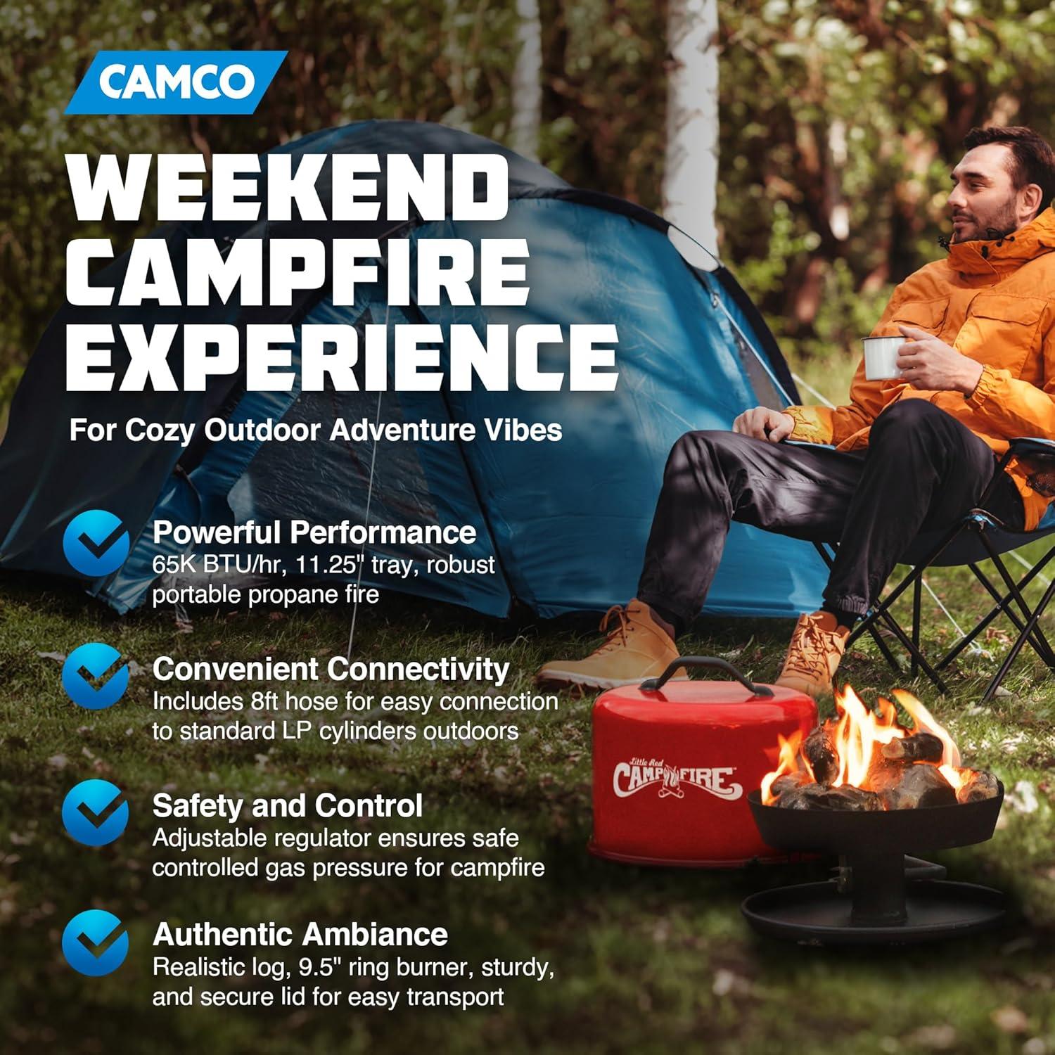 Chimenea Portátil de Propano Camco 11.25" Roja con Regulador