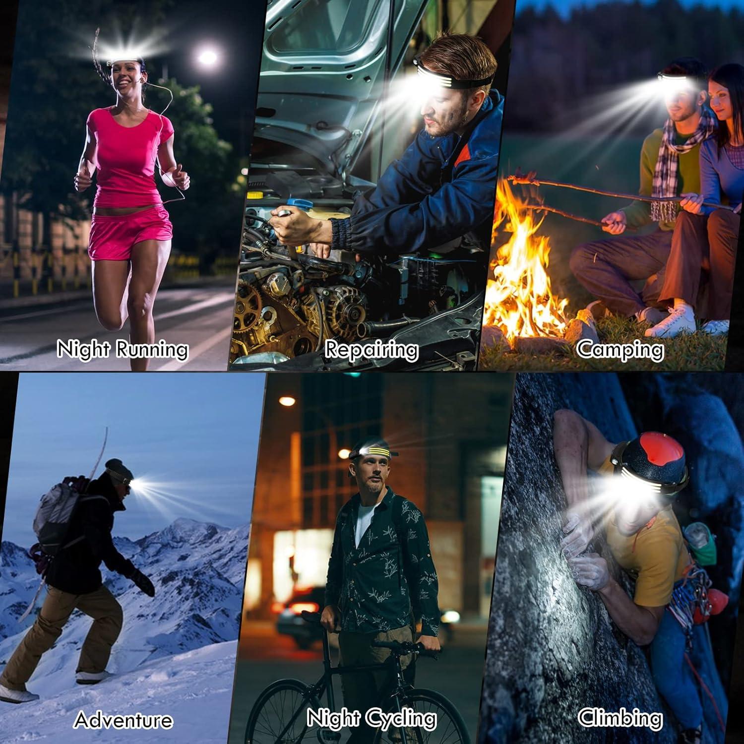 Linterna Frontal LED Recargable DAWINSIE 230° 5 Modos Negro