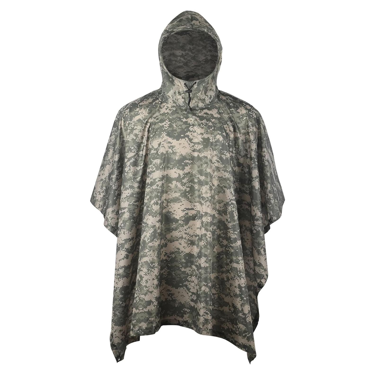 Poncho de Lluvia Militar GRVCN Impermeable Camuflaje 139.7x208.3cm