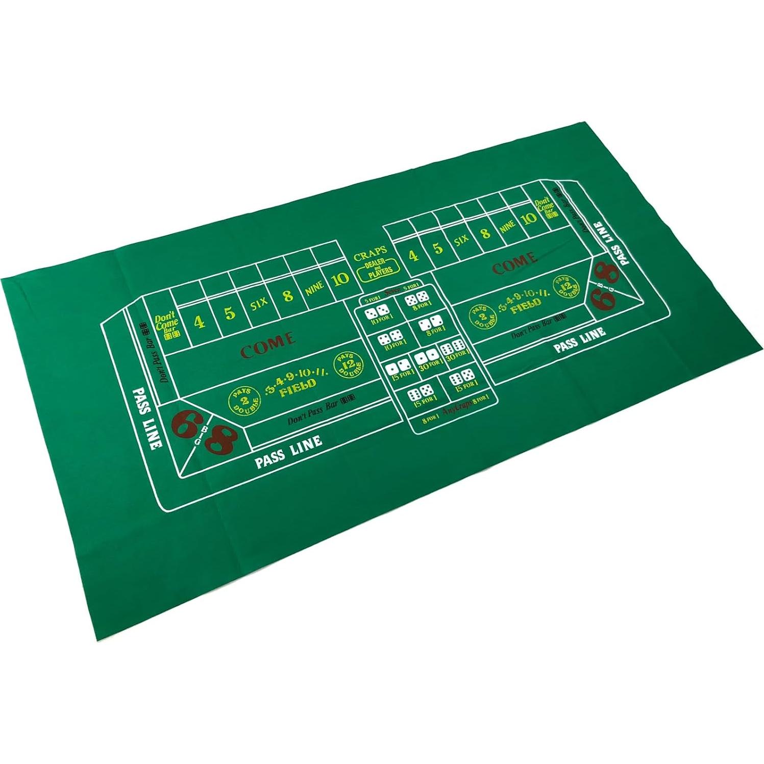 Tapete de Juego Craps YH Poker 90x180 cm Verde Casino