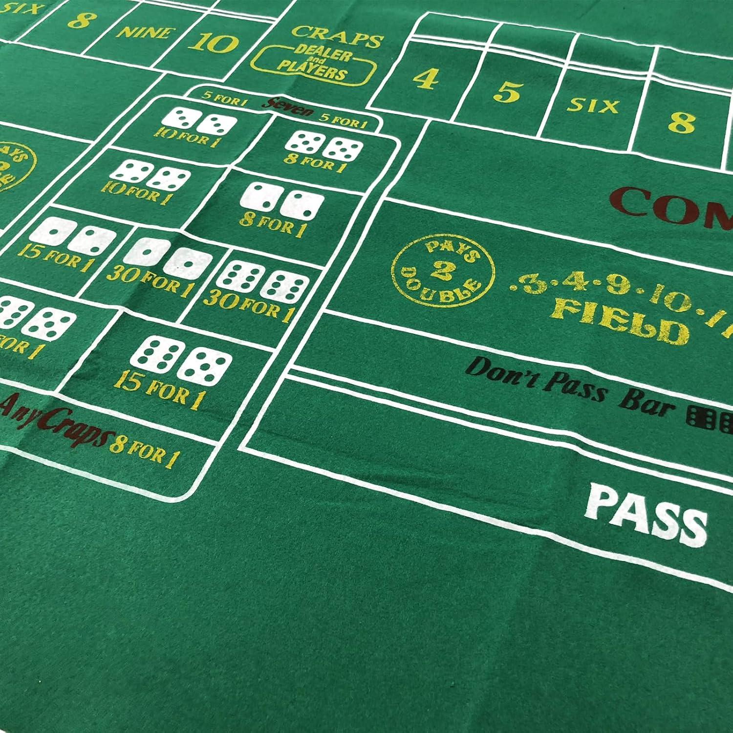 Tapete de Juego Craps YH Poker 90x180 cm Verde Casino