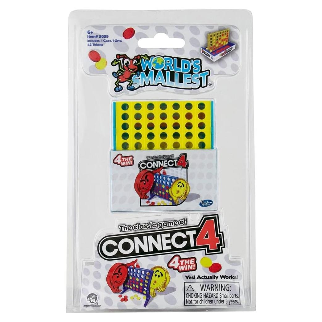 World's Smallest Connect 4 Board Game, Miniature Classic Game with Grid, Case & Tokens, Fun for All Ages, Family Games for Kids, Perfect for Stocking Stuffers, Easter Baskets, Party Favors, Ages 6+
