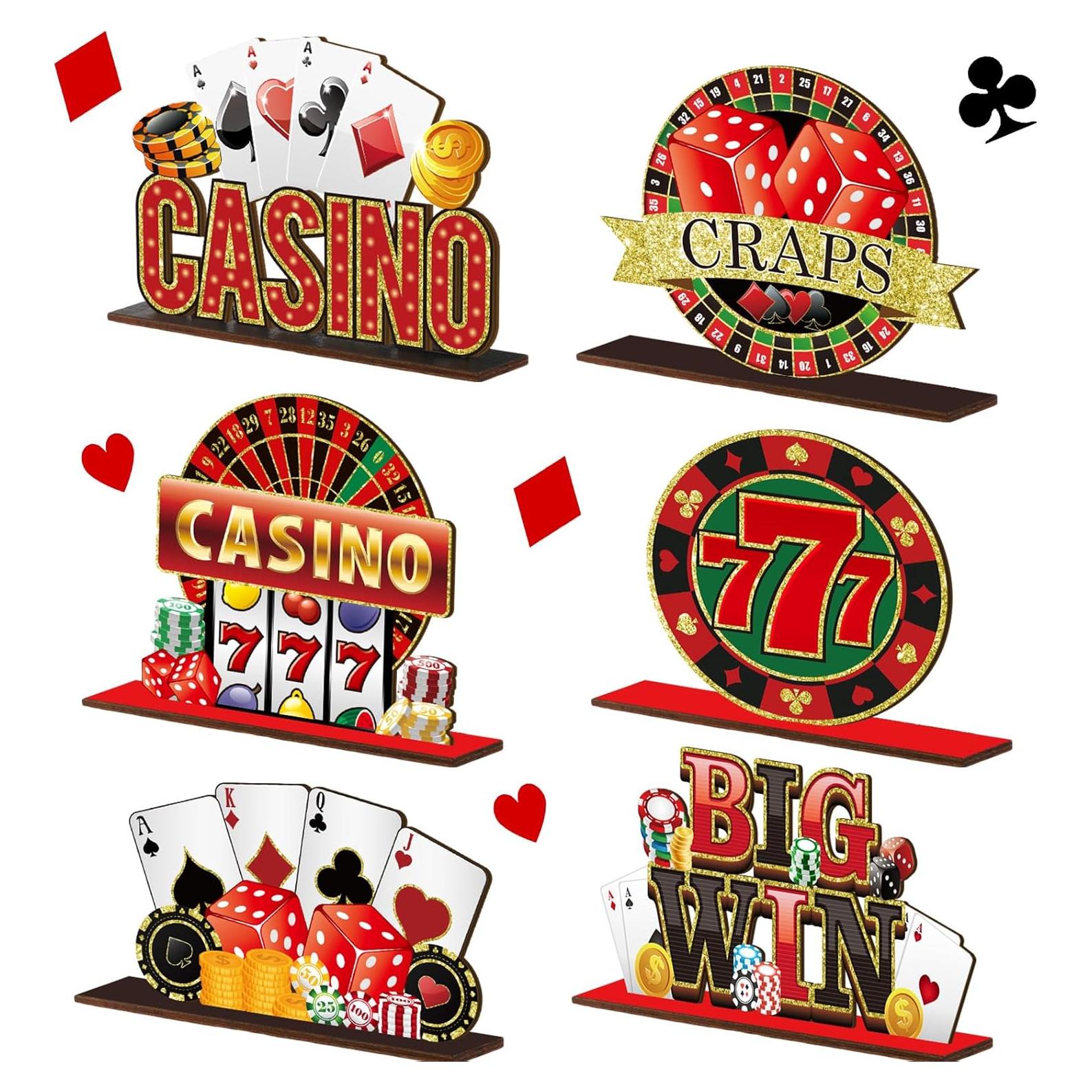 Decoraciones de Fiesta de Casino Juexica 6 Piezas Madera