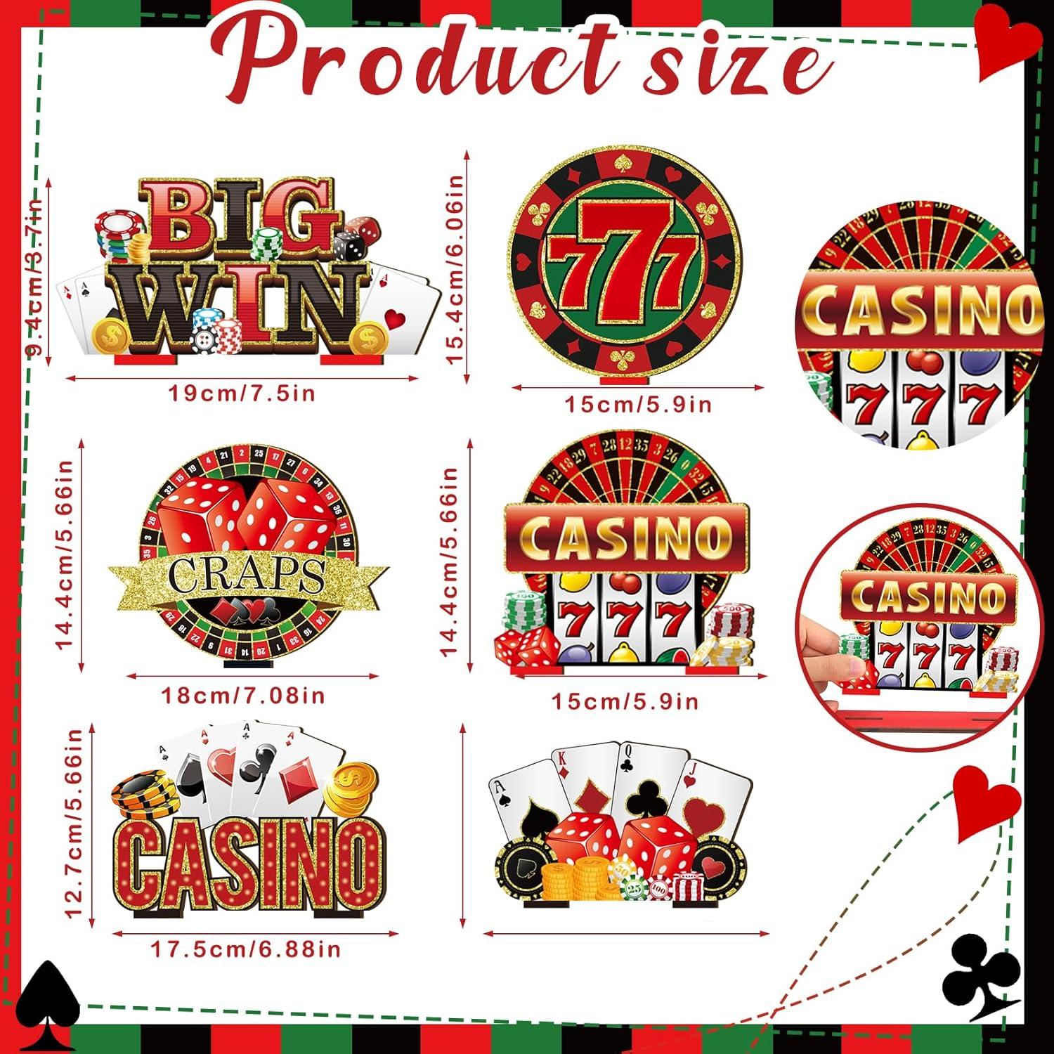 Decoraciones de Fiesta de Casino Juexica 6 Piezas Madera