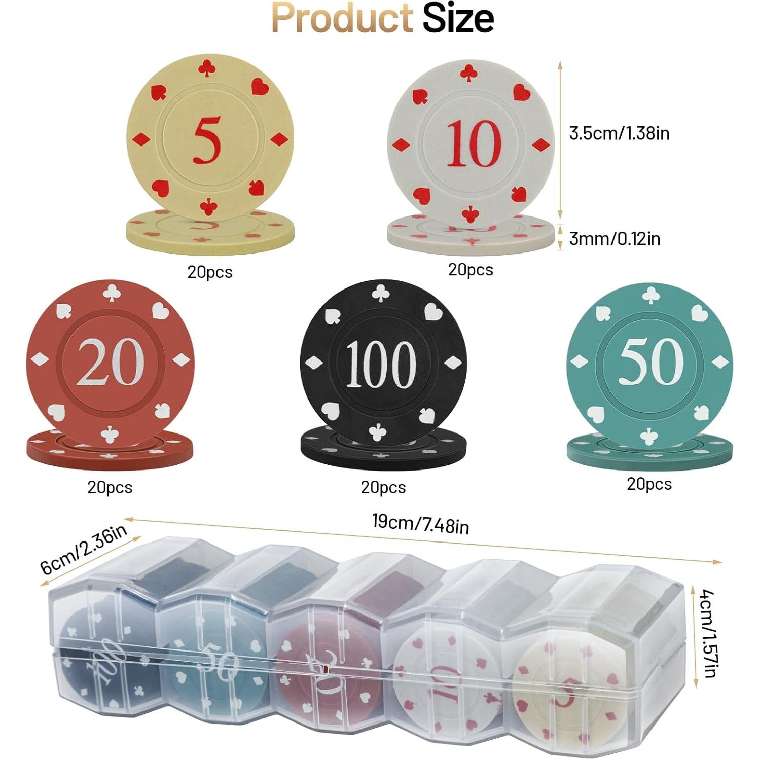 Fichas de Póker ComeWay 100 Piezas con Caja de Almacenamiento