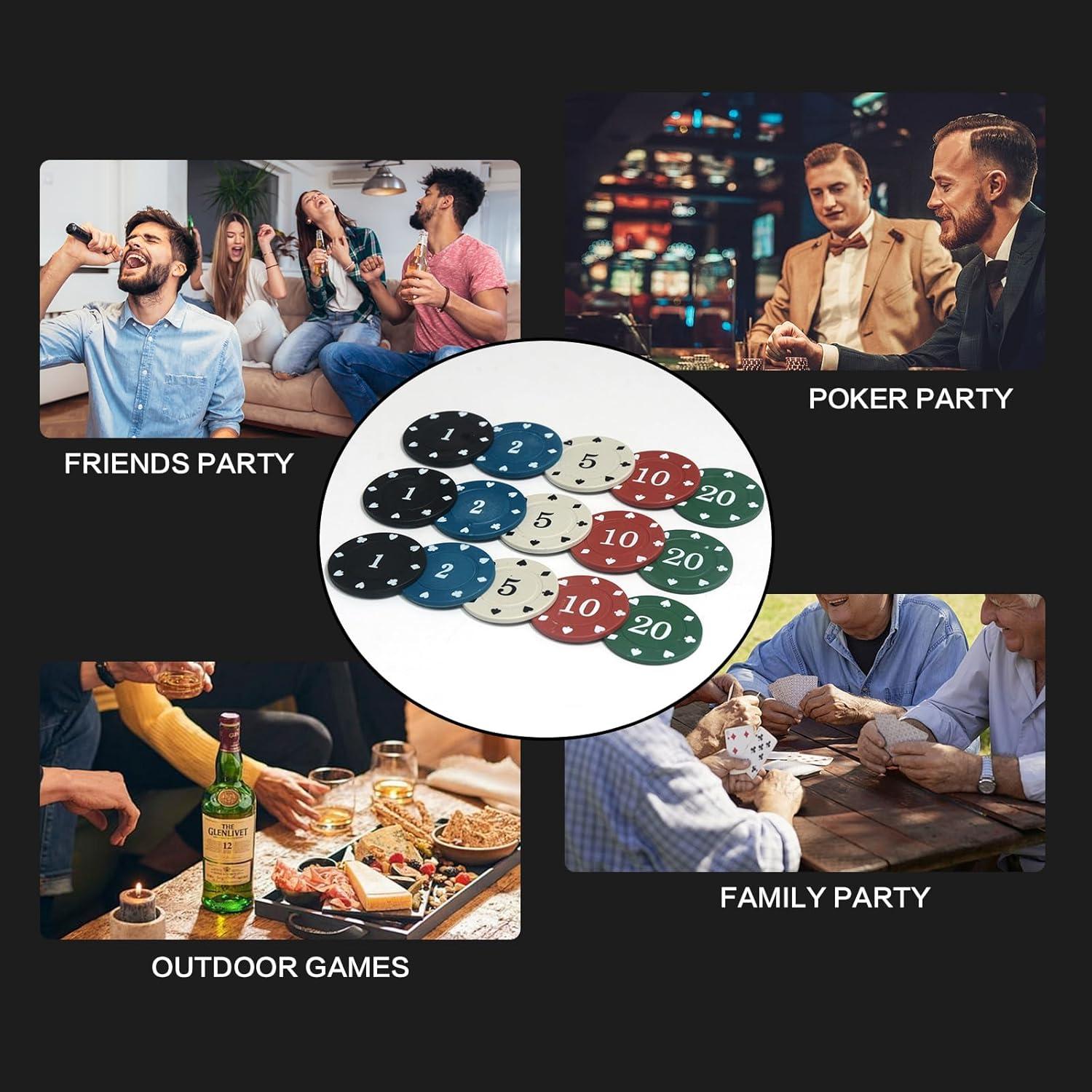 Juego de Fichas de Póker SODFAS 100PCS con Bolsa Profesional