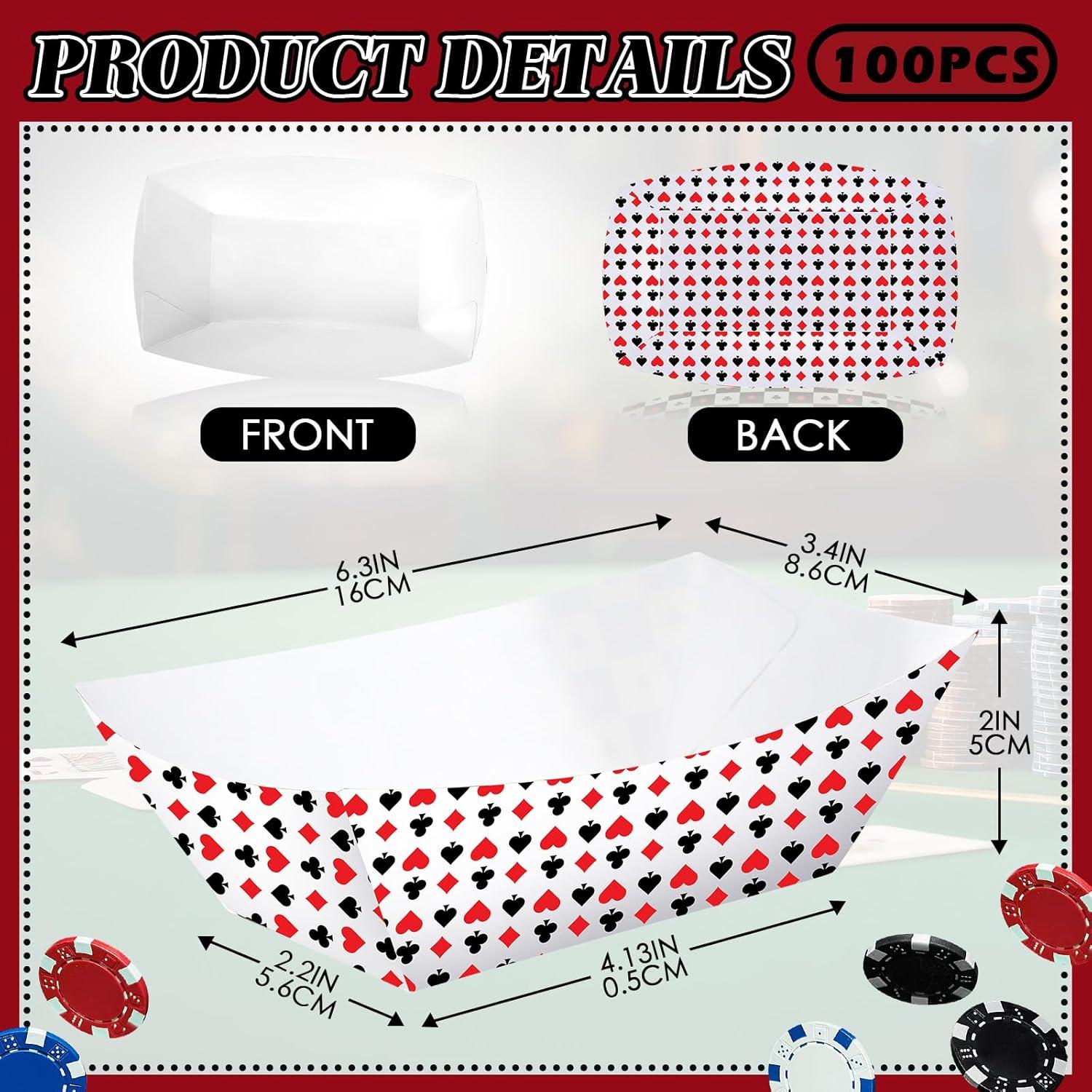 100 Bandejas Desechables de Papel FillTouch Tema Casino