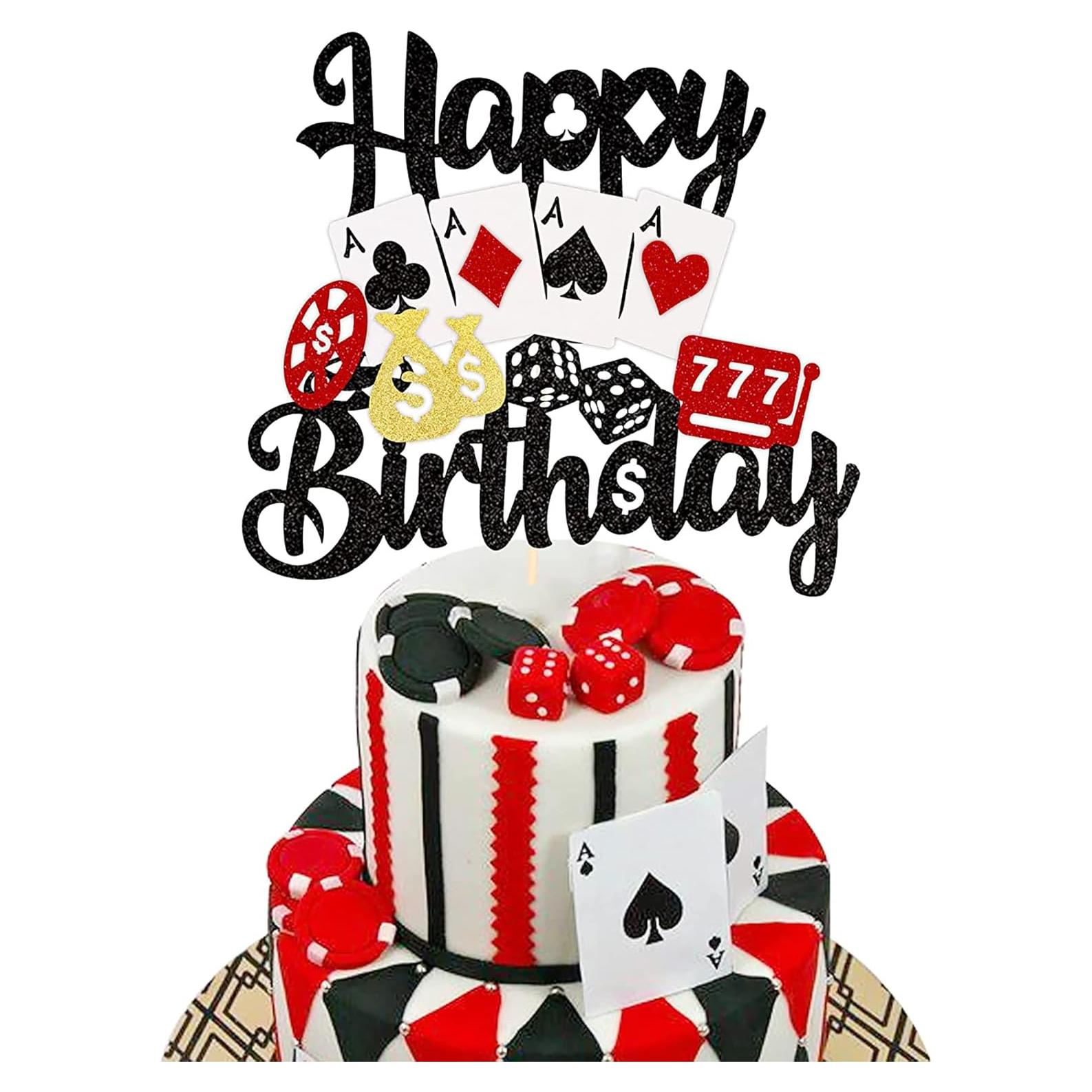 Topper de Pastel de Casino ZHUOWEISM 15x21 cm Decoración