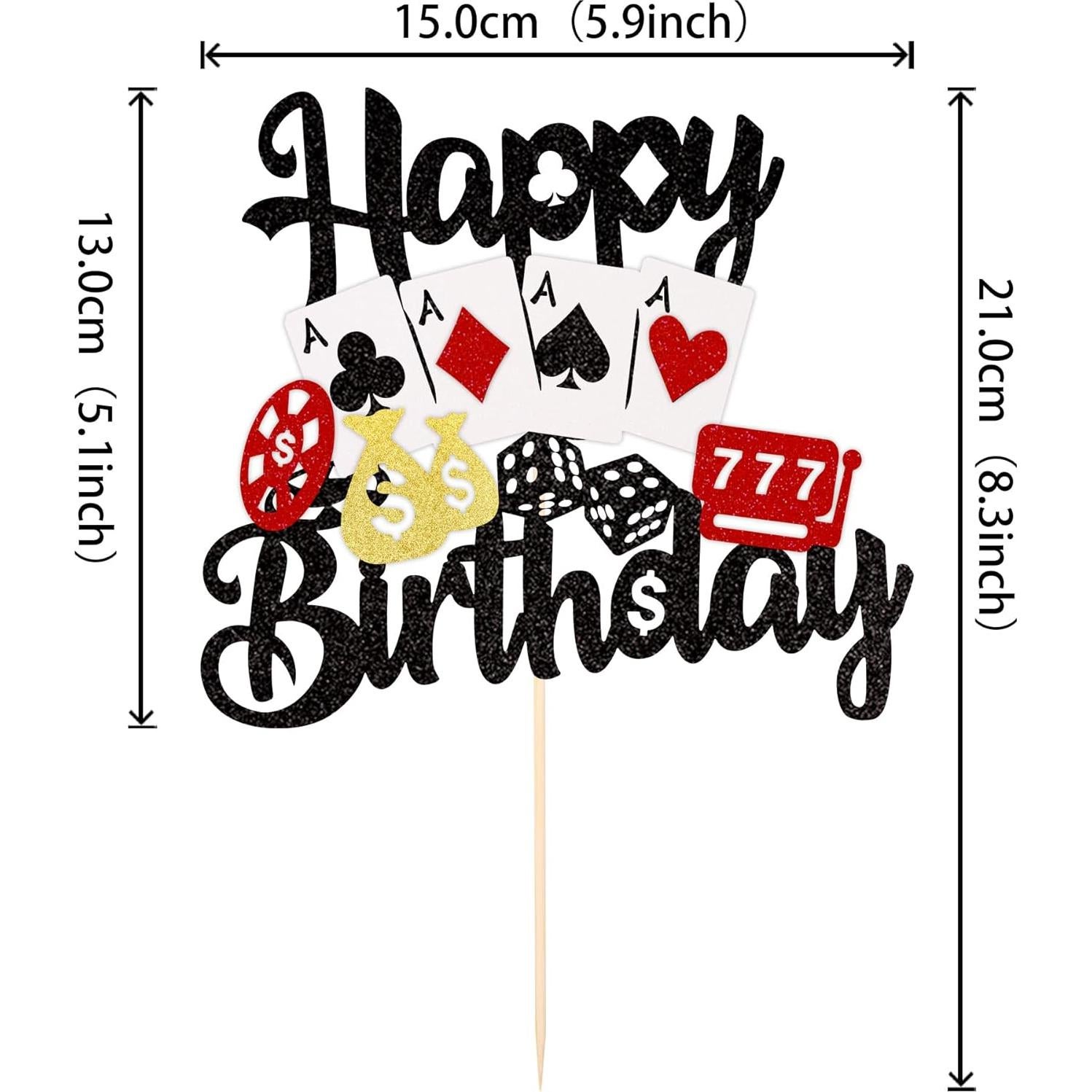 Topper de Pastel de Casino ZHUOWEISM 15x21 cm Decoración